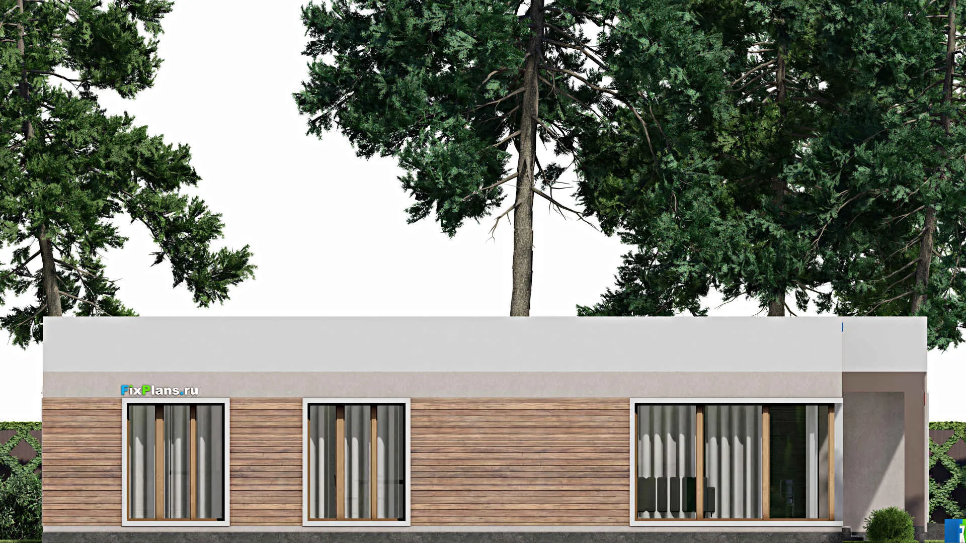 F-8936 - План одноэтажного дома 18 на 18, площадью 240 м² с гаражом на 2 машины и 3 спальнями