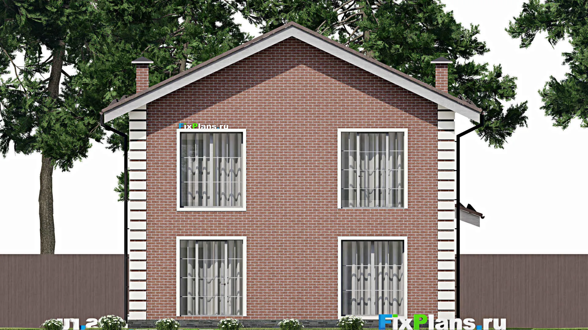 F-6758 - Проект двухэтажного дома 10 на 15, площадью 260 м² с гаражом на 2 машины и 2 спальнями