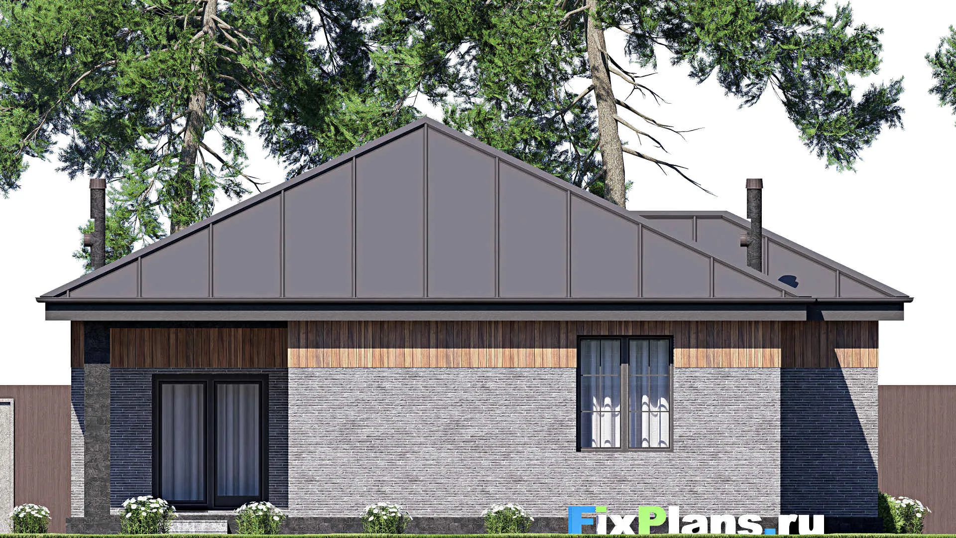 F-19727 - План одноэтажного дома 13 на 16, площадью 140 м² с террасой и 3 спальнями