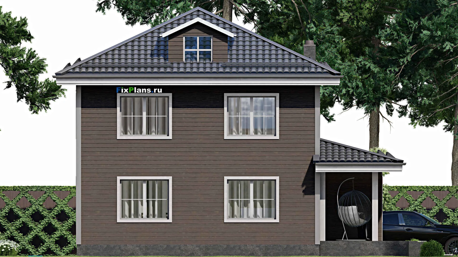 F-3221 - Проект двухэтажного дома 10 на 11, площадью 140 м² с террасой и 3 спальнями