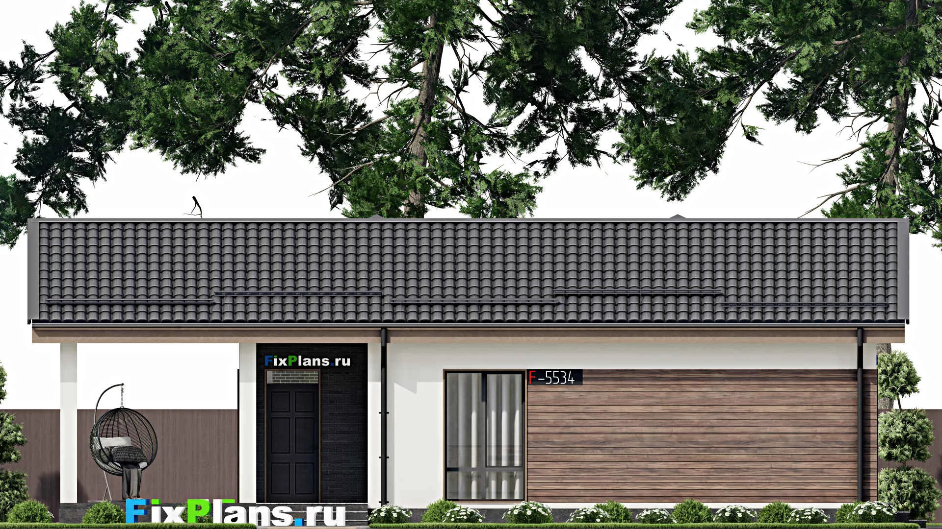 F-5534 - Проект бани 7 на 12, площадью 90 м² с терассой, 2 санузлами и спальней