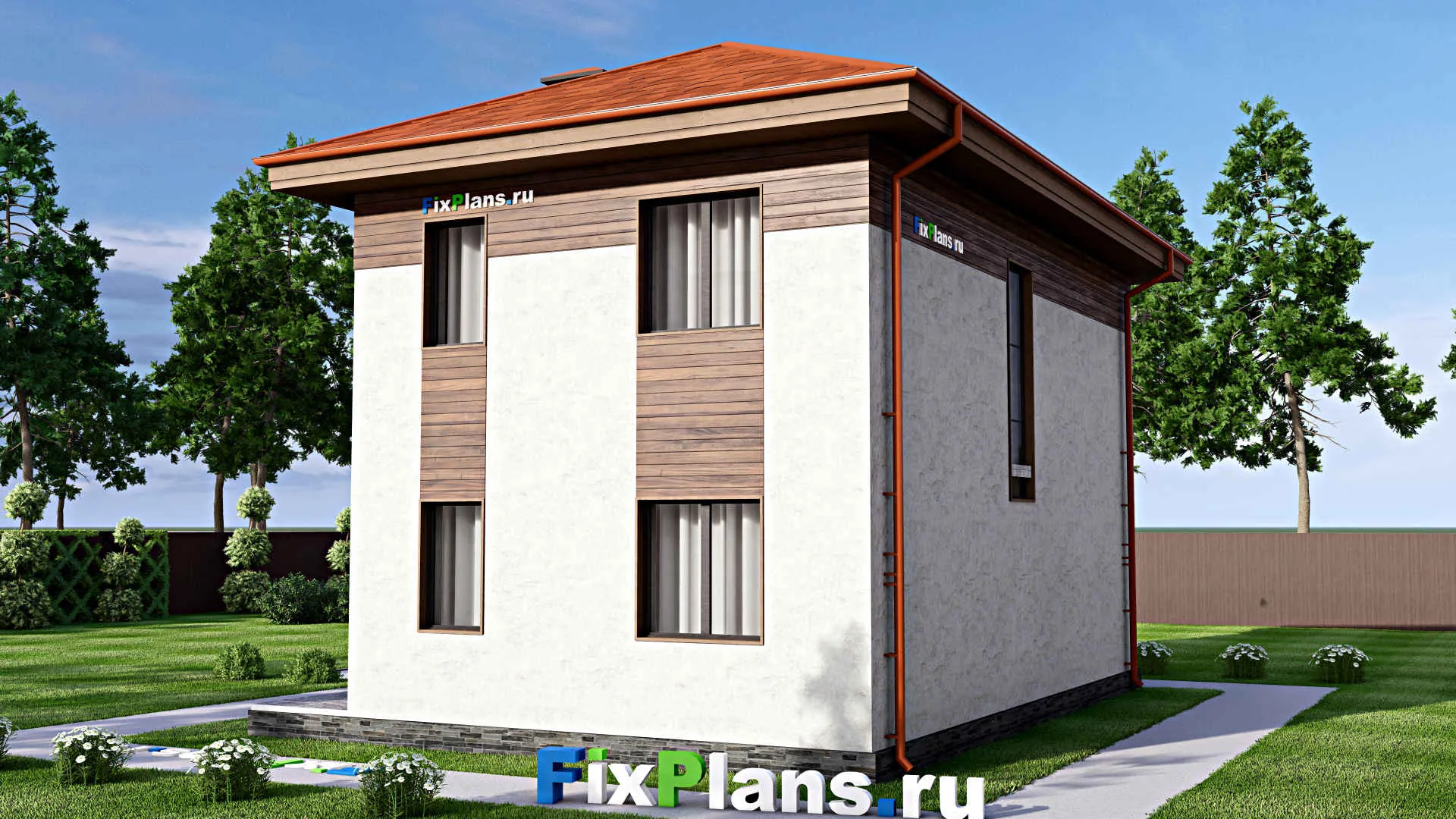 F-14084 - Планы двухэтажного дома 8 на 11, площадью 110 м² с 3 спальнями