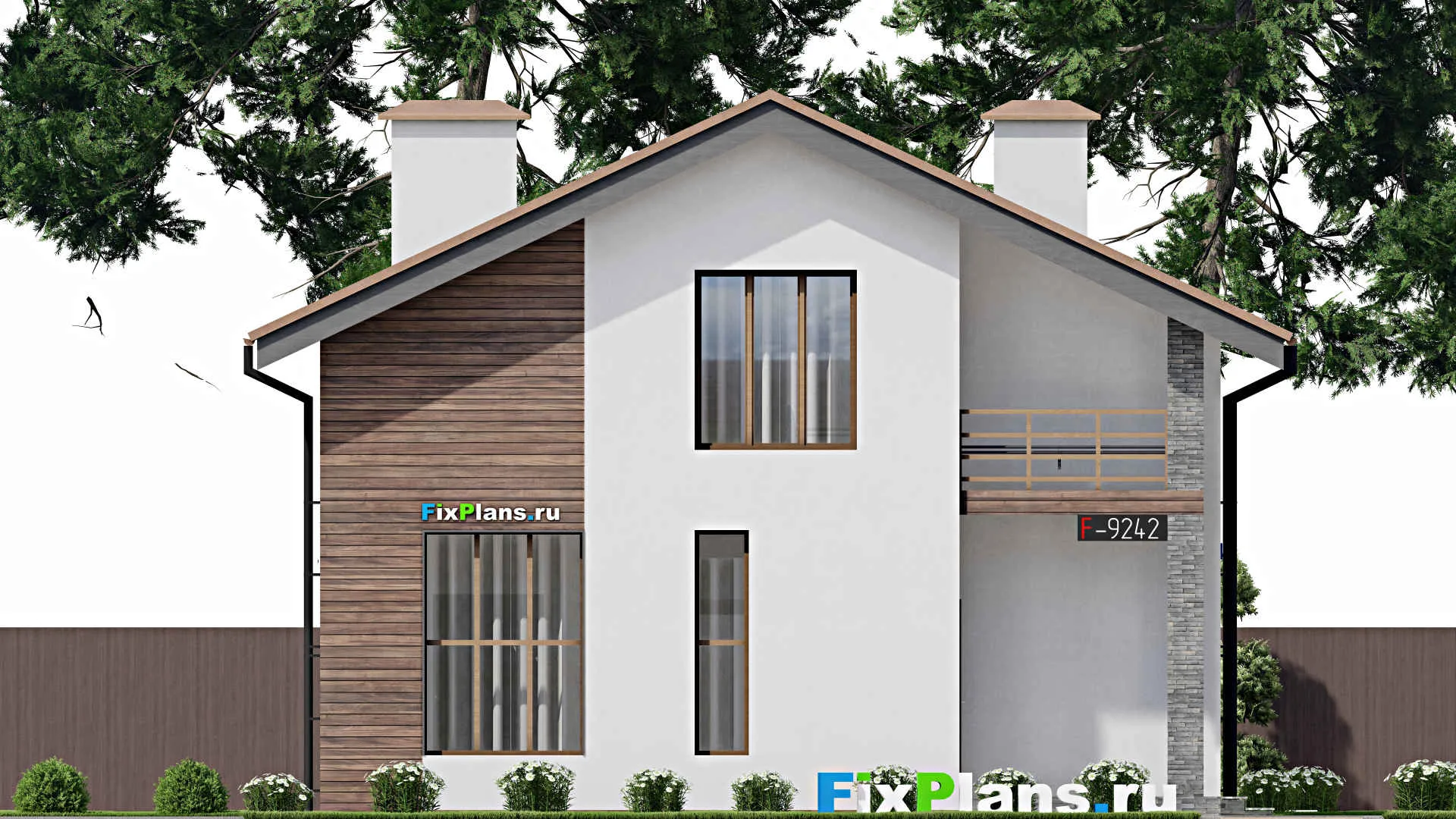 F-9242 - Проект дома с мансардой 10 на 12, площадью 160 м² с террасой, балконом и 3 спальнями