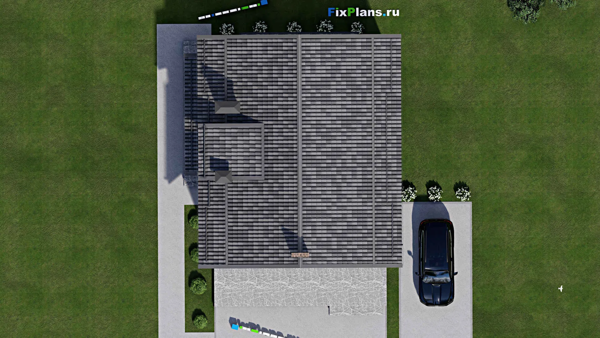 F-9674 - Планы дома с мансардой 12 на 15, площадью 230 м² с террасой, балконом и 4 спальнями