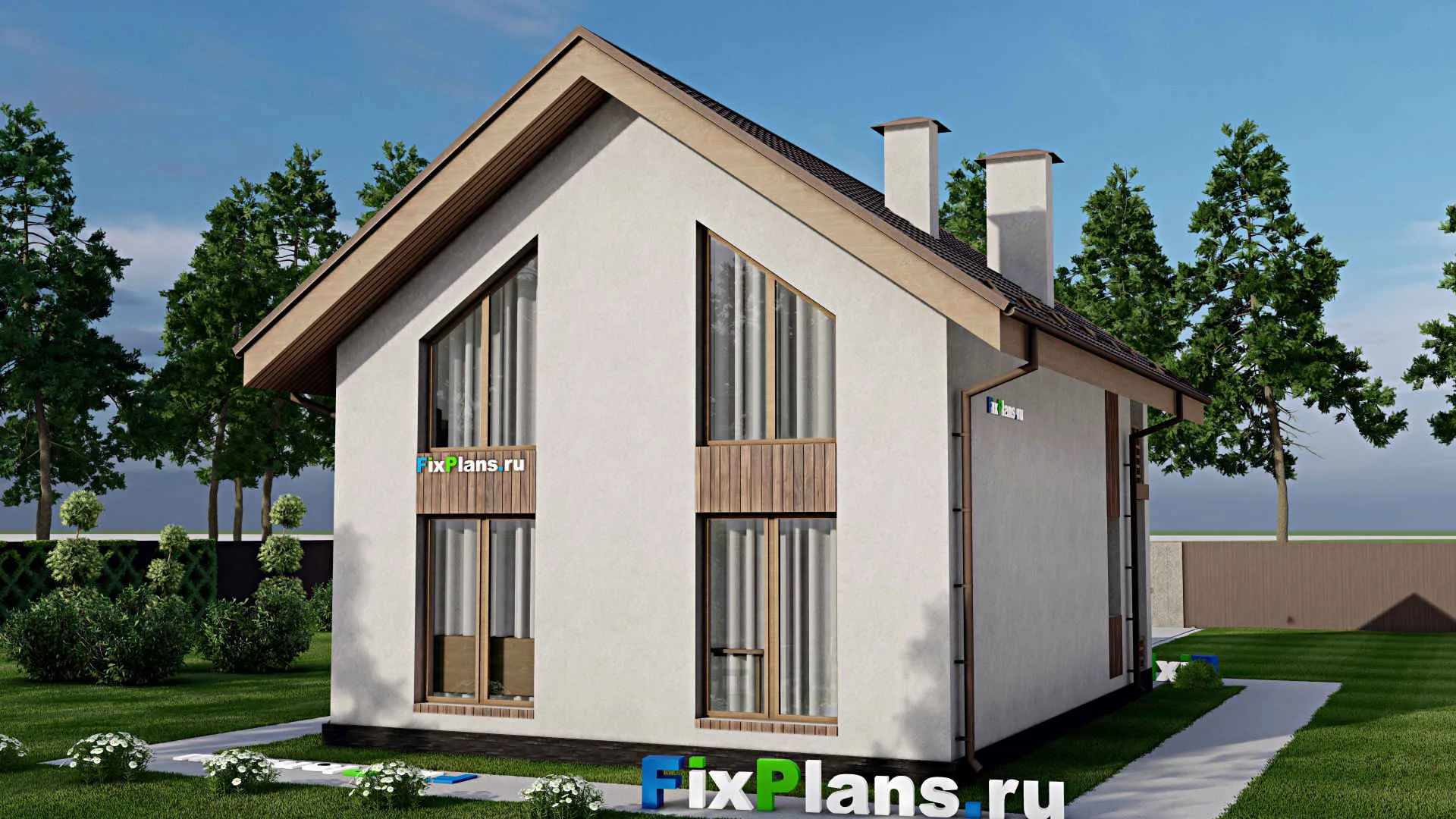 F-8702 - Планы дома с мансардой 9 на 12, площадью 130 м² с балконом и 4 спальнями