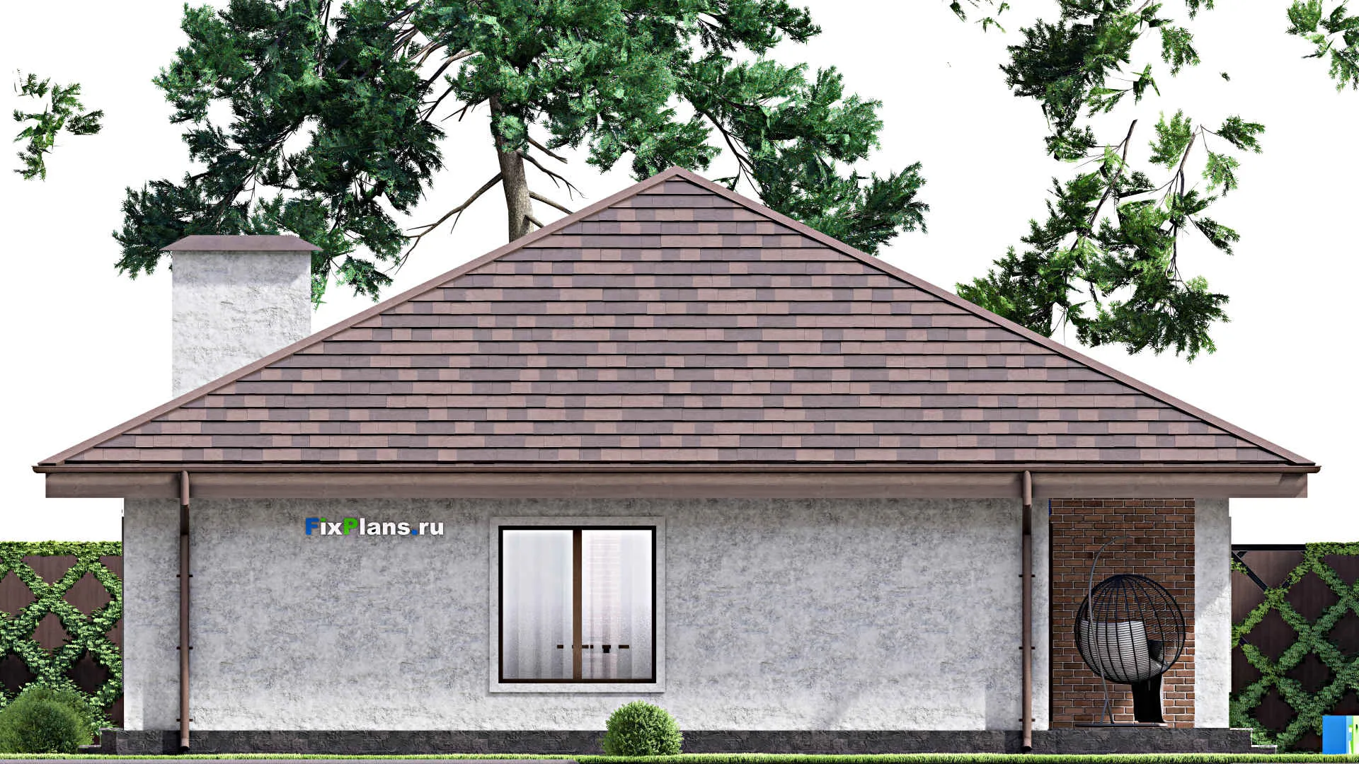 F-13679 - Проект одноэтажного дома 13 на 14, площадью 140 м² с террасой и 3 спальнями