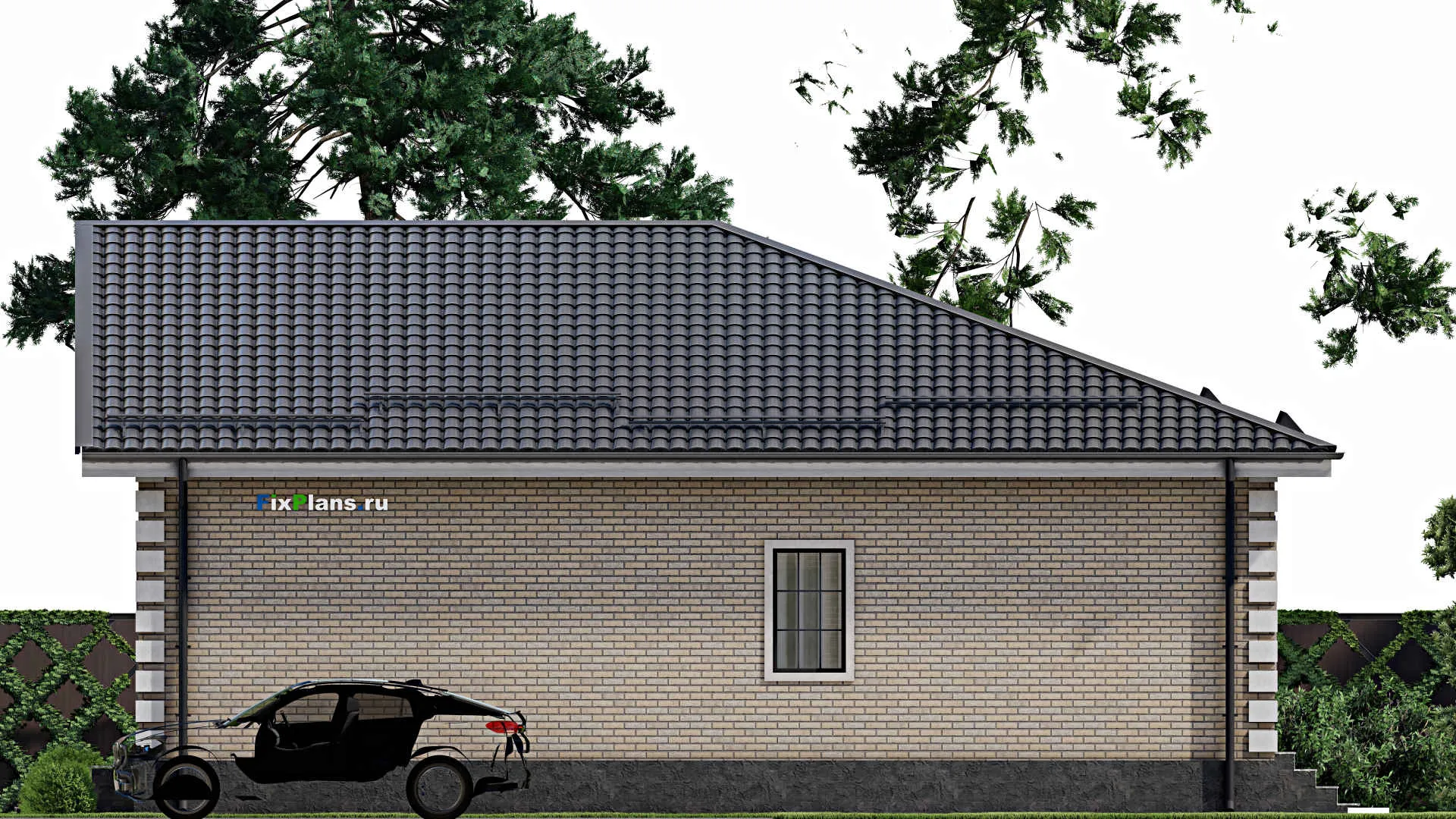 F-2654 - План одноэтажного дома 13 на 14, площадью 140 м² с террасой и 3 спальнями