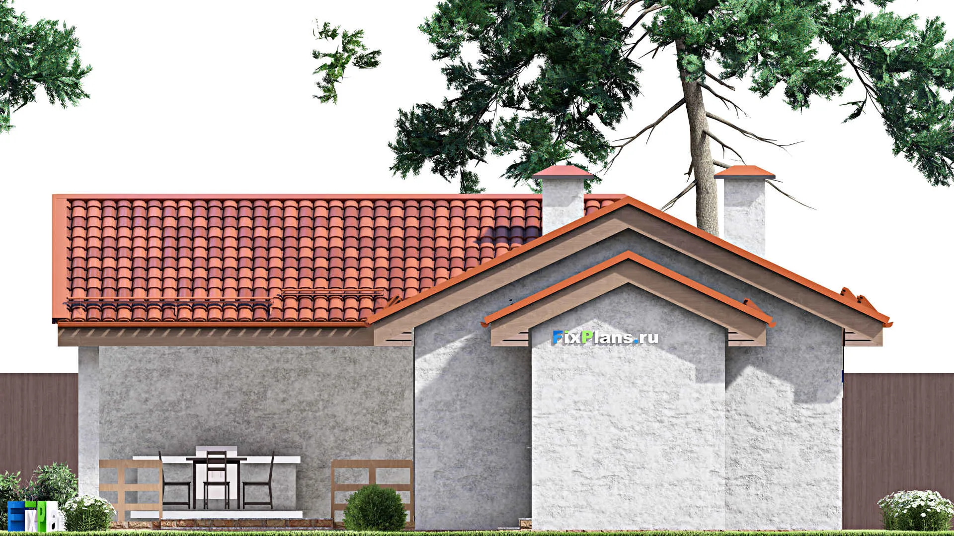 F-13976 - Проект бани 12 на 14, площадью 90 м² с терассой и санузлом