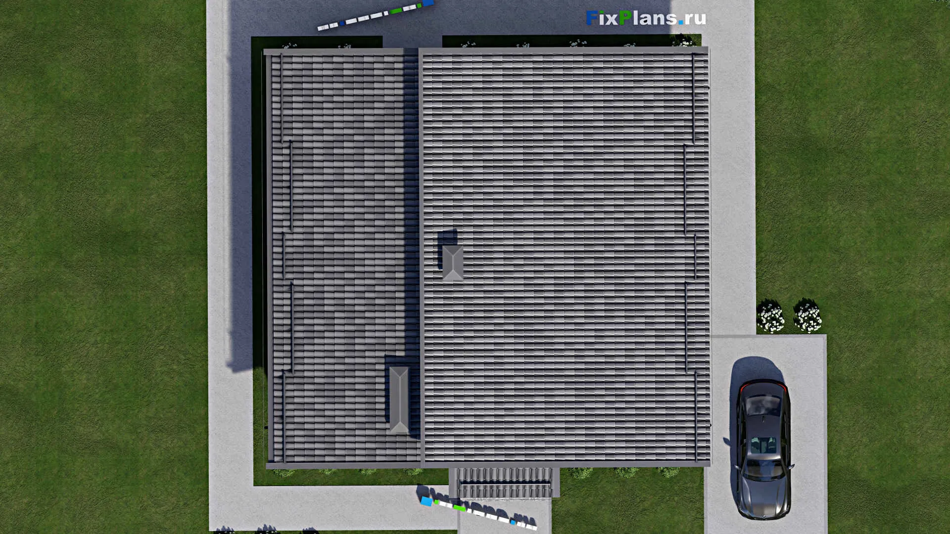 F-8054 - Проект одноэтажного дома 13 на 14, площадью 140 м² с террасой и 3 спальнями