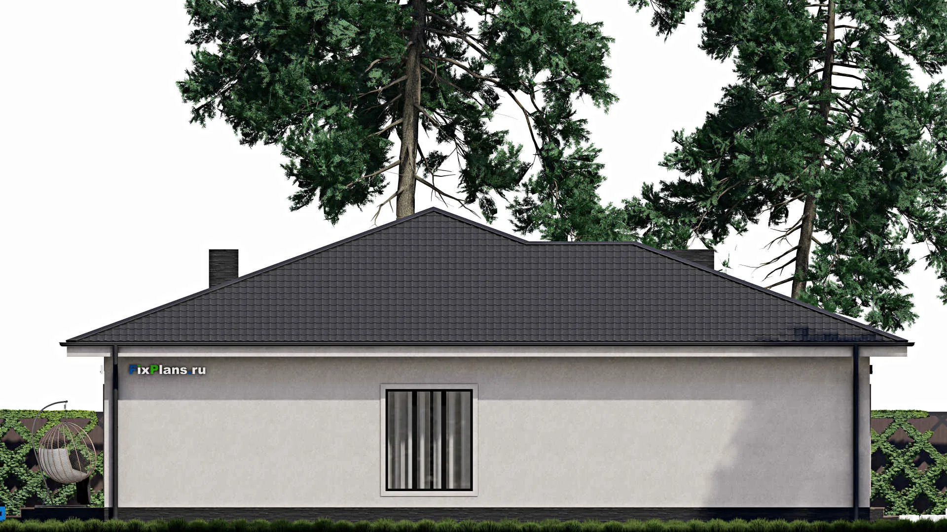 F-0233 - План одноэтажного дома 15 на 16, площадью 180 м² с террасой и 4 спальнями