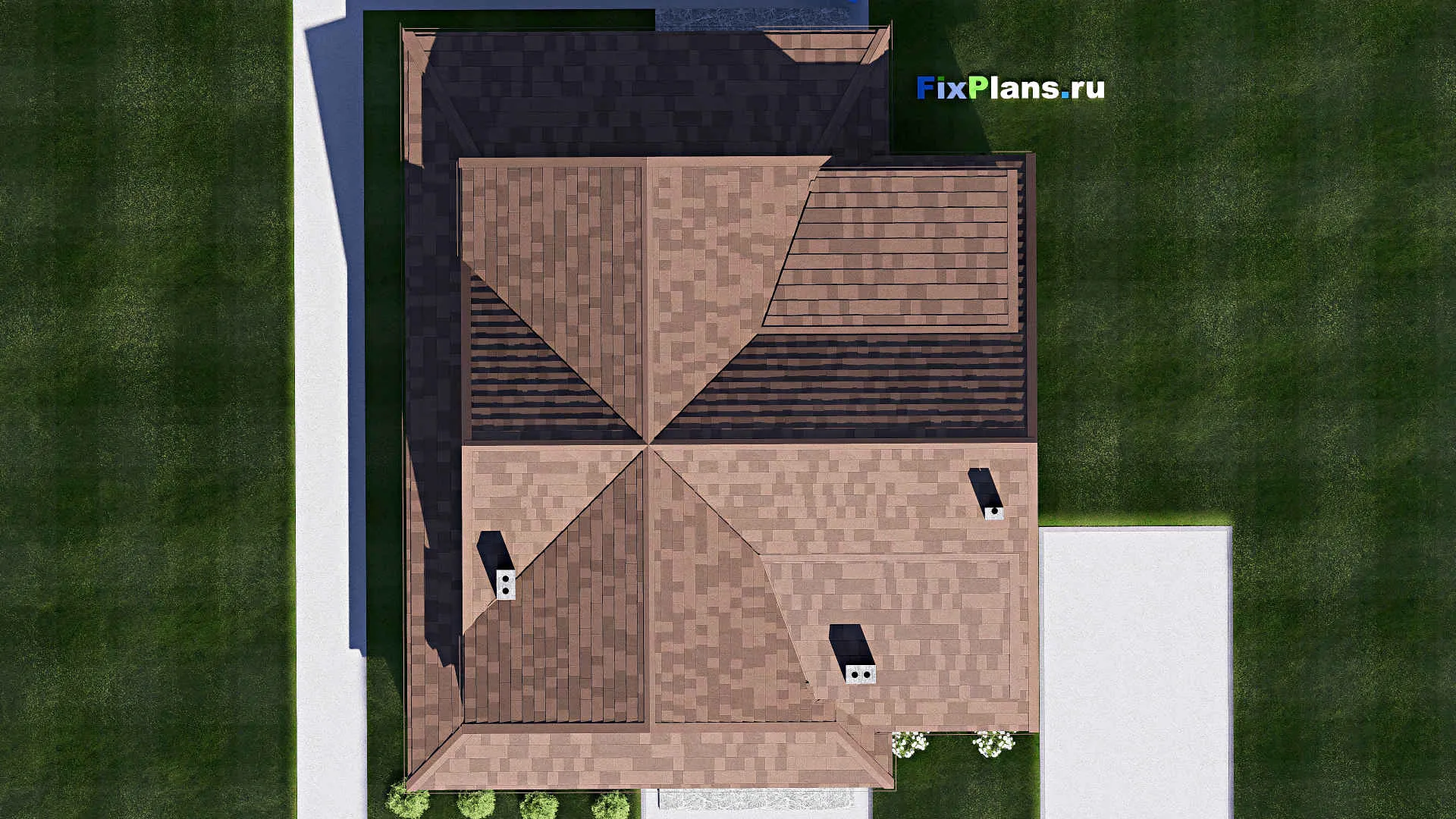 F-17108 - Проект дома с мансардой 13 на 16, площадью 220 м² с террасой и 3 спальнями