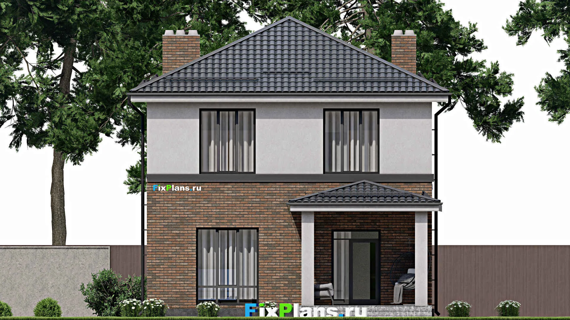 F-2546 - Проект двухэтажного дома 10 на 11, площадью 160 м² с террасой, балконом и 3 спальнями