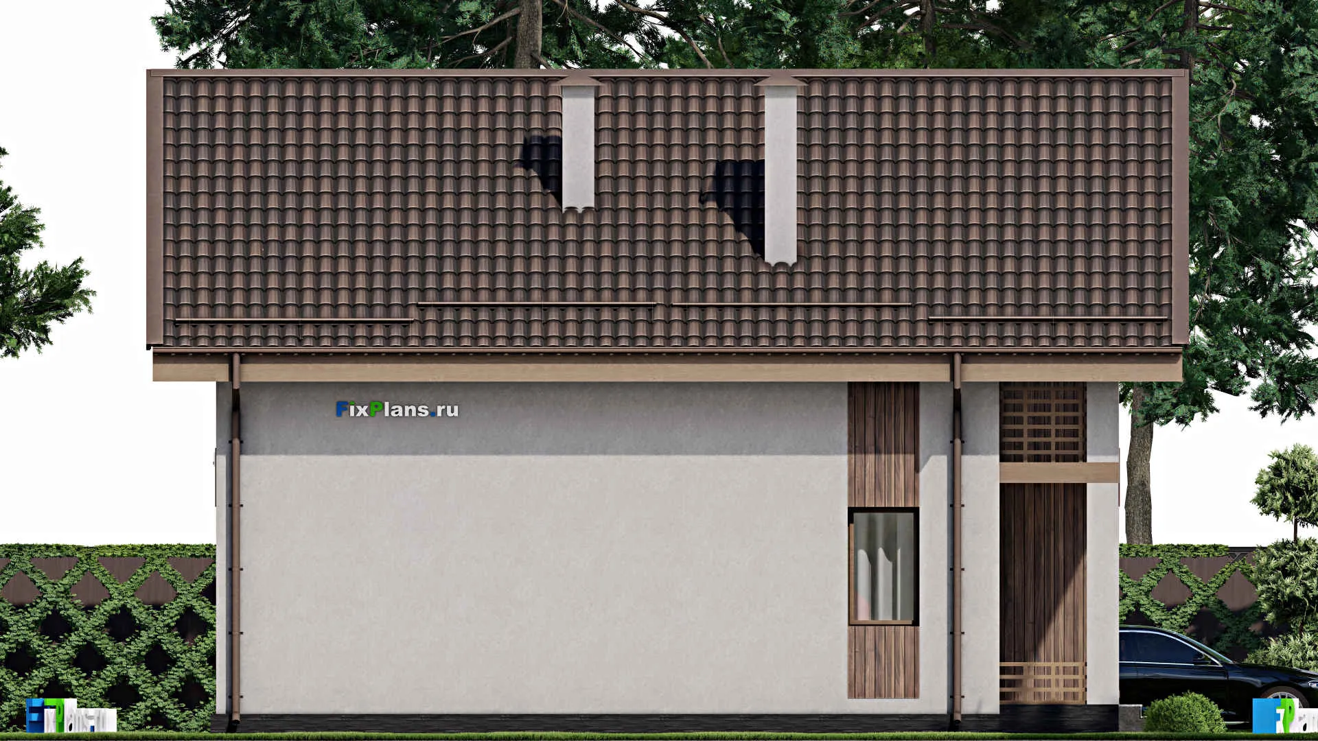 F-8702 - Планы дома с мансардой 9 на 12, площадью 130 м² с балконом и 4 спальнями