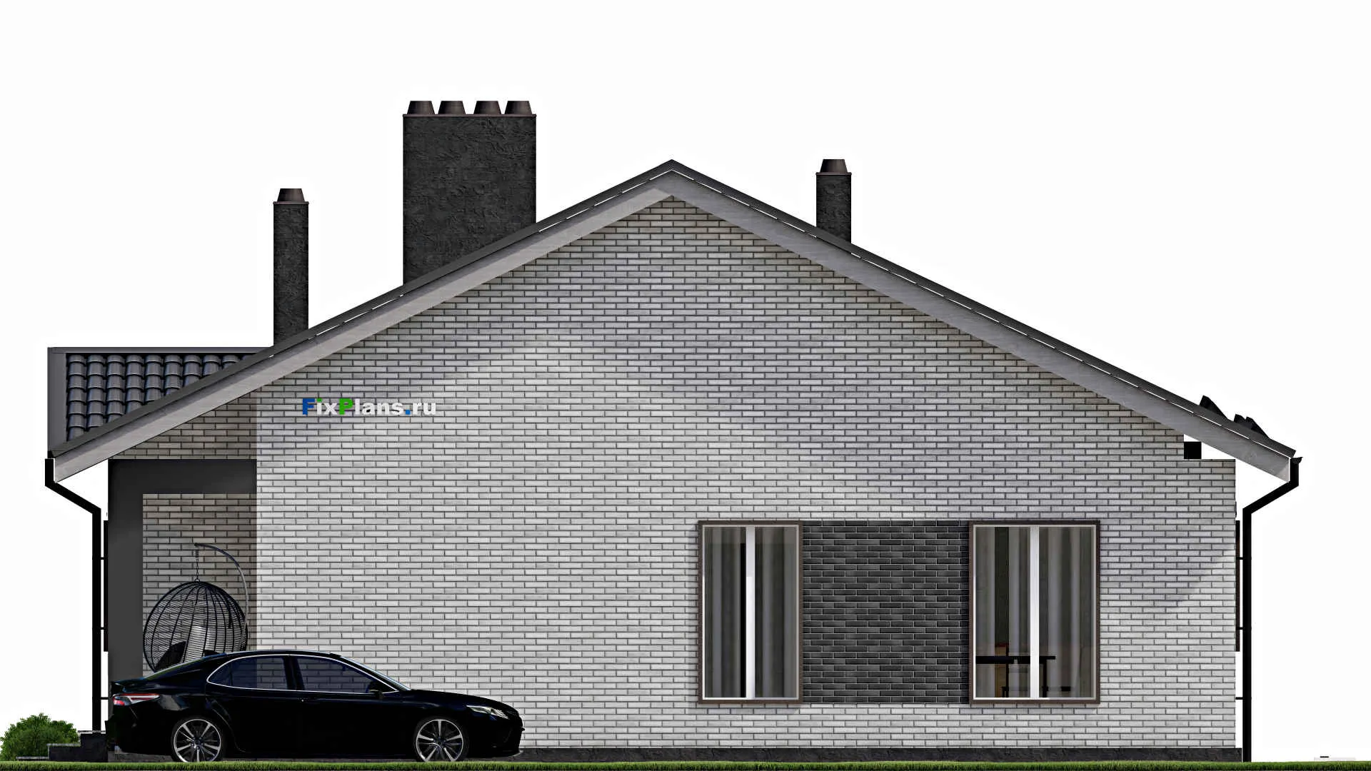 F-3239 - Проект одноэтажного дома 13 на 13, площадью 130 м² с 2 спальнями