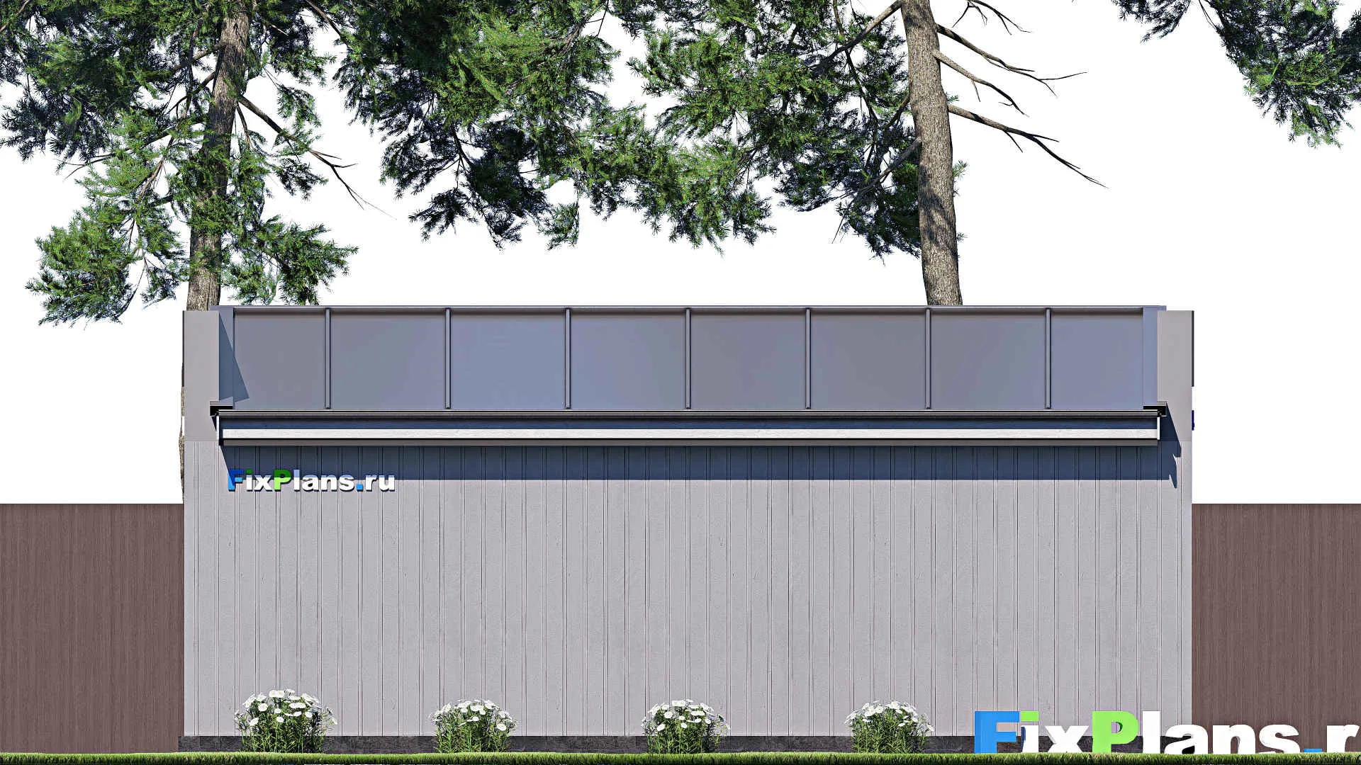 F-19952 - Проект гаража из газобетона 9 на 10, площадью 60 м² на 2 машиноместа