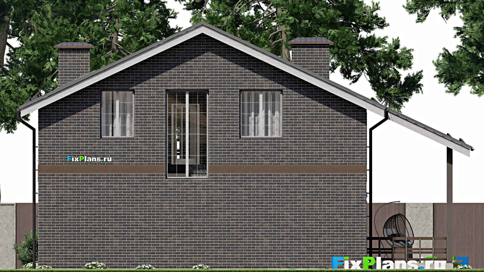 F-6002 - Проект дома с мансардой 12 на 14, площадью 230 м² с баней и 4 спальнями