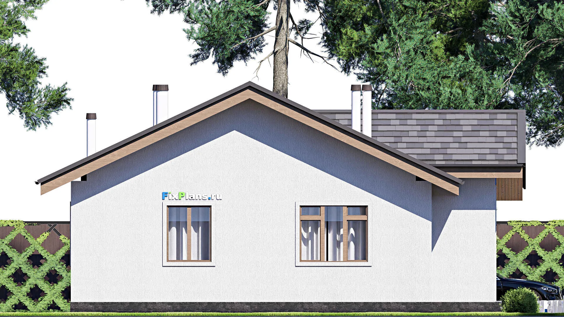 F-19160 - План одноэтажного дома 11 на 14, площадью 120 м² с 3 спальнями