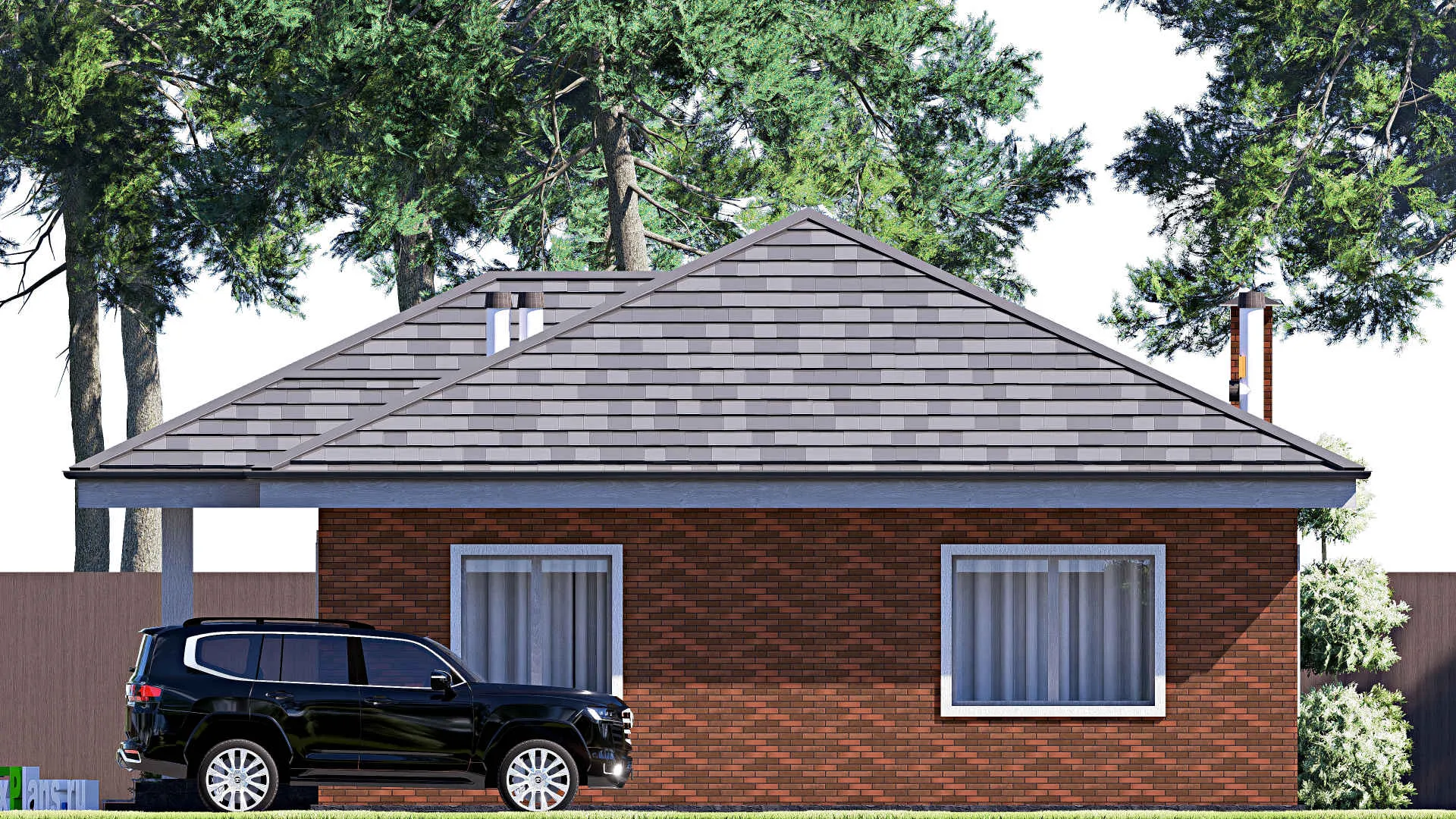 F-19439 - Проект одноэтажного дома 11 на 18, площадью 140 м² с террасой и 3 спальнями