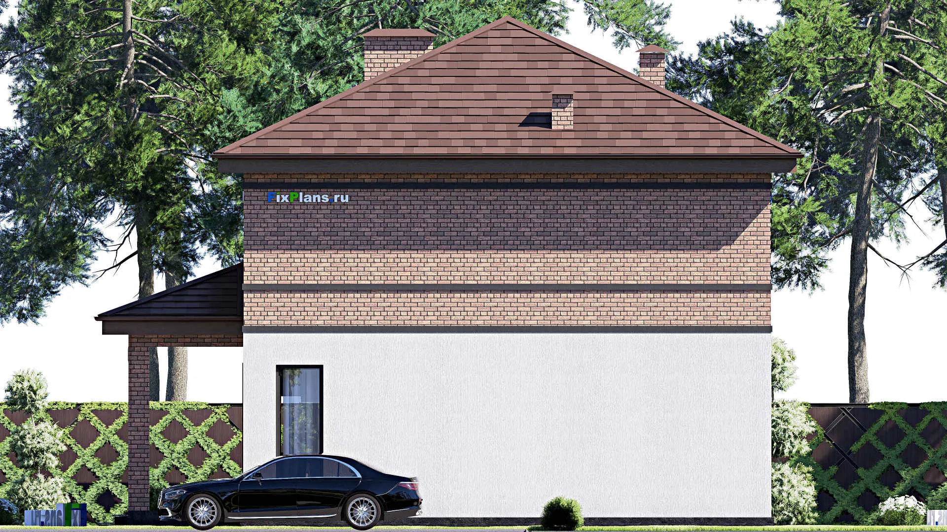 F-17675 - Проект двухэтажного дома 13 на 14, площадью 200 м² с террасой, балконом и 4 спальнями