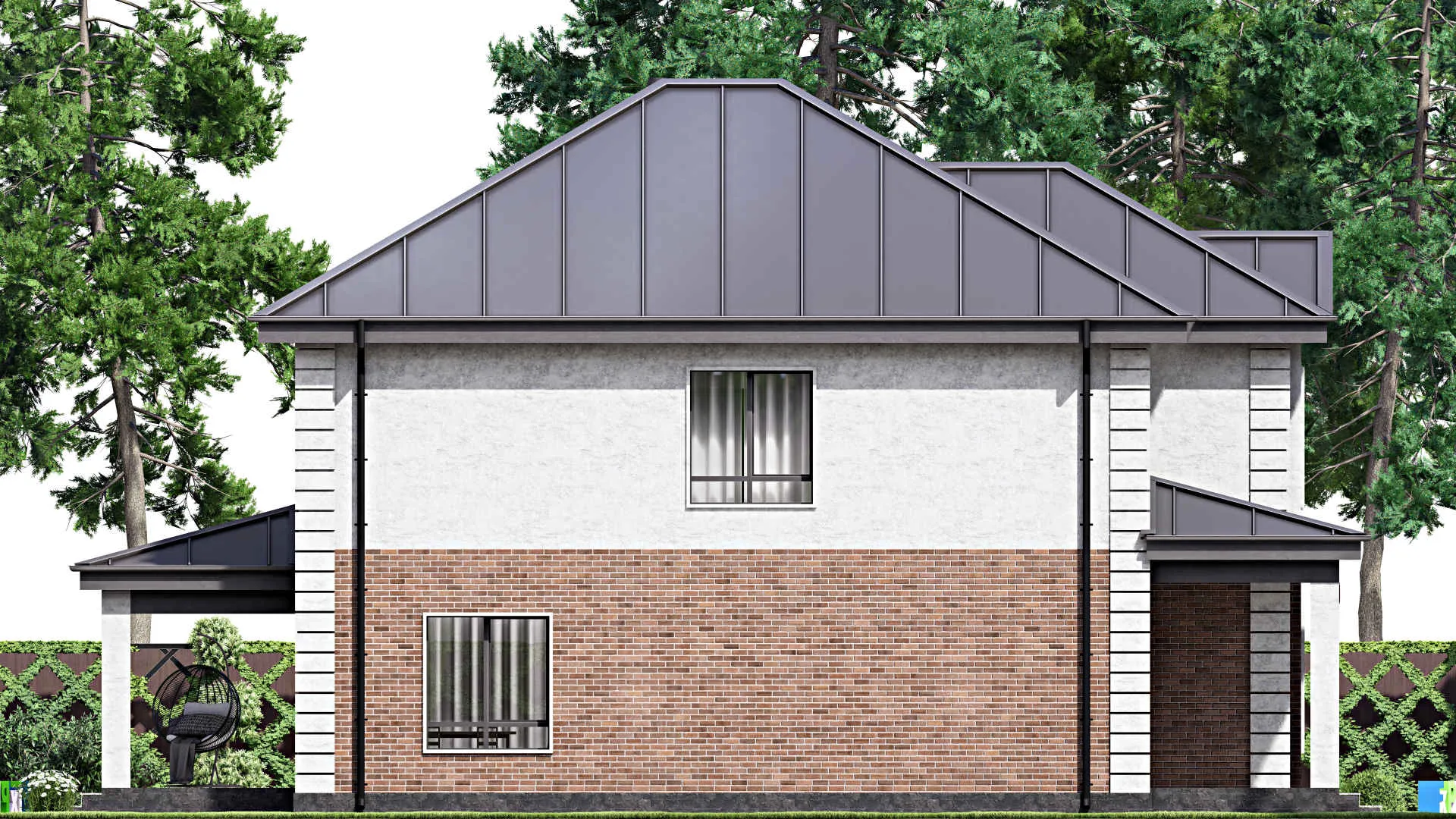 F-14804 - Проект двухэтажного дома 11 на 18, площадью 220 м² с террасой и 4 спальнями