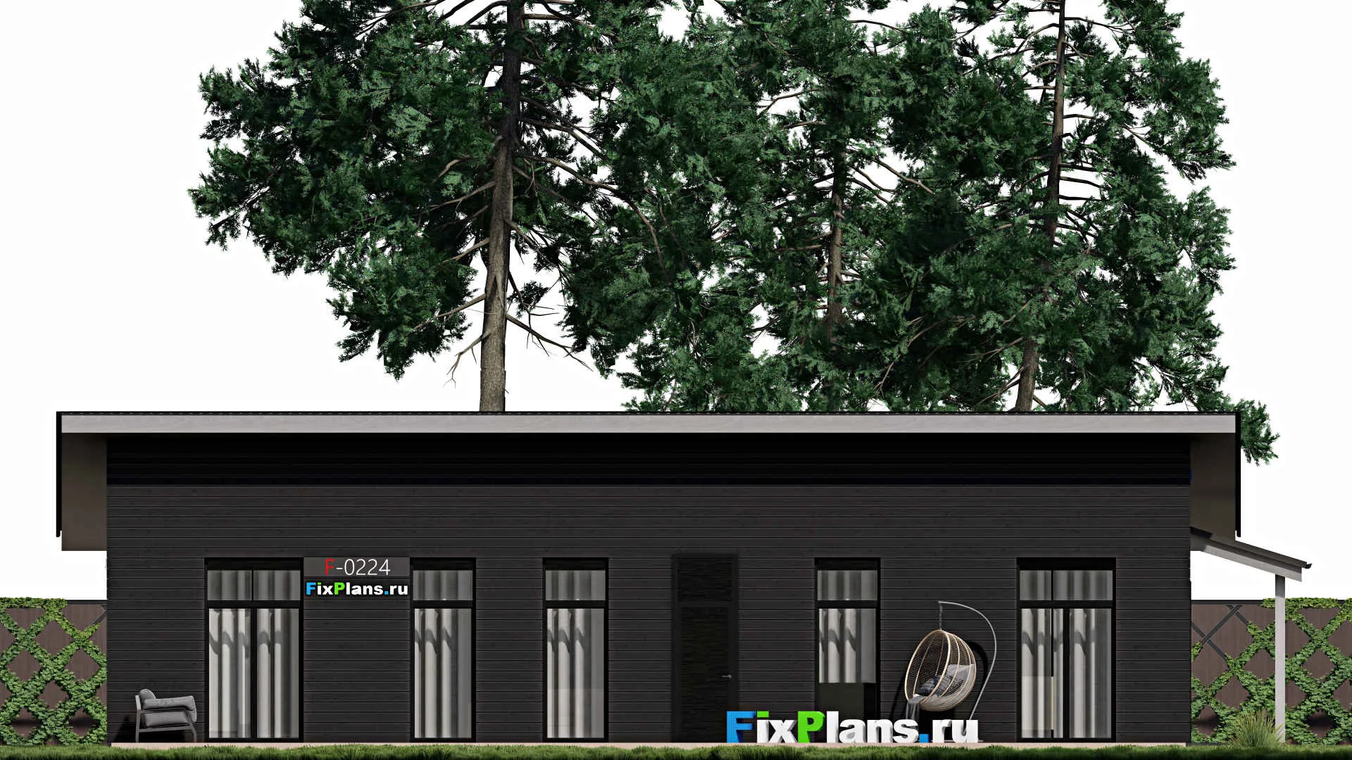 F-0224 - Проект одноэтажного дома 12 на 17, площадью 210 м² с террасой и 3 спальнями