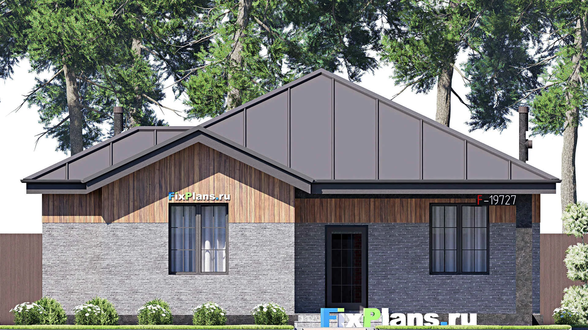 F-19727 - План одноэтажного дома 13 на 16, площадью 140 м² с террасой и 3 спальнями