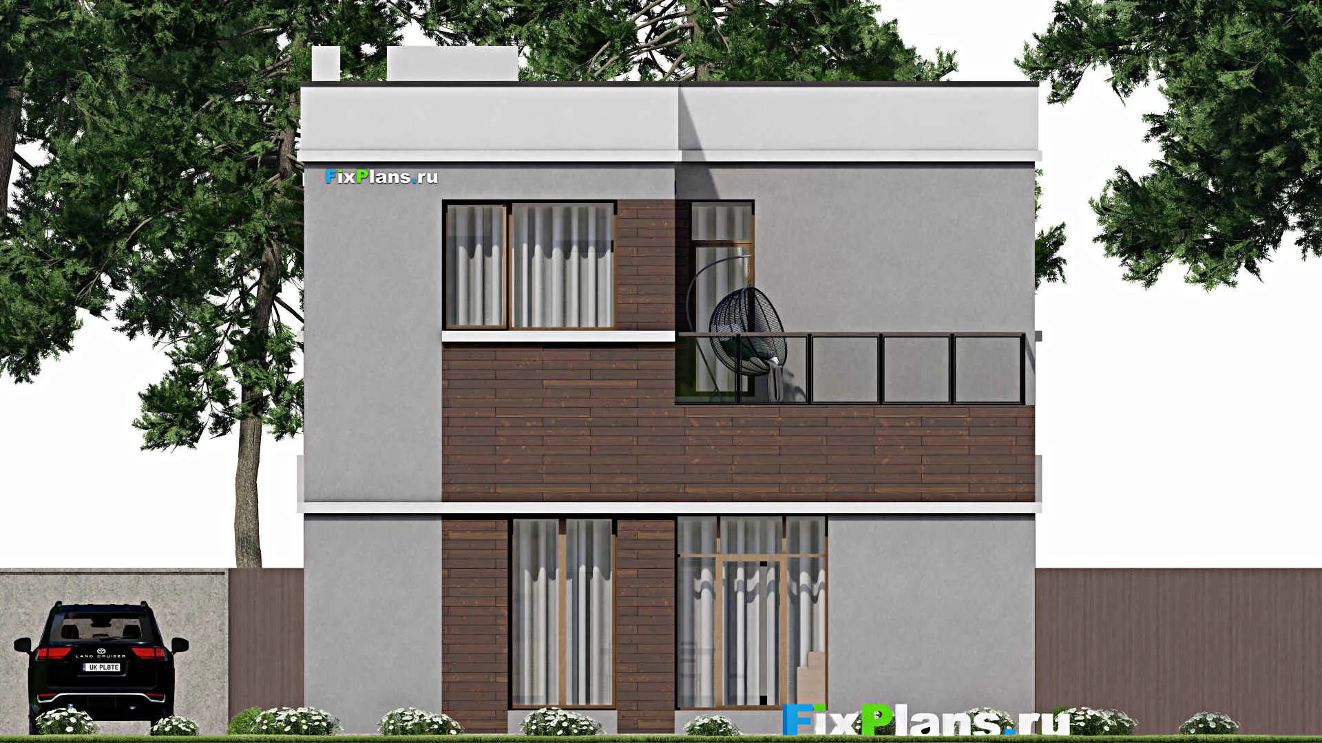 F-8234 - Проект двухэтажного дома 10 на 13, площадью 200 м² с террасой и 4 спальнями