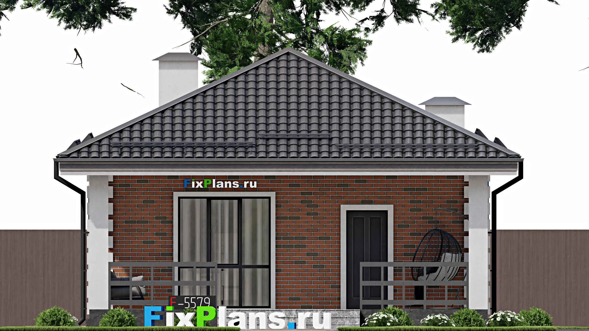 F-5579 - Проект бани 9 на 9, площадью 80 м² с комнатой отдыха, терассой и 2 санузлами