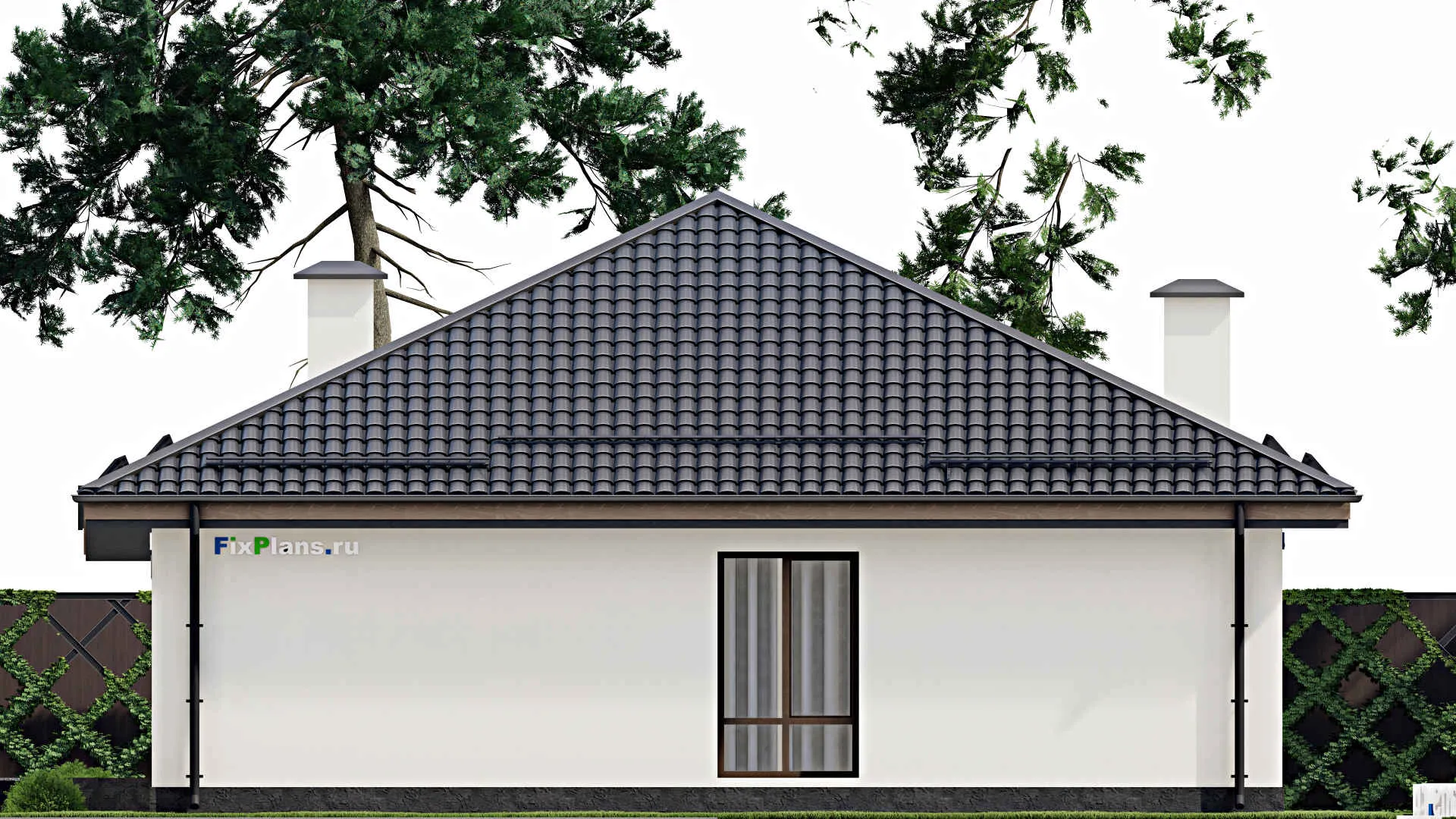 F-5300 - Проект одноэтажного дома 12 на 13, площадью 150 м² с террасой и 2 спальнями