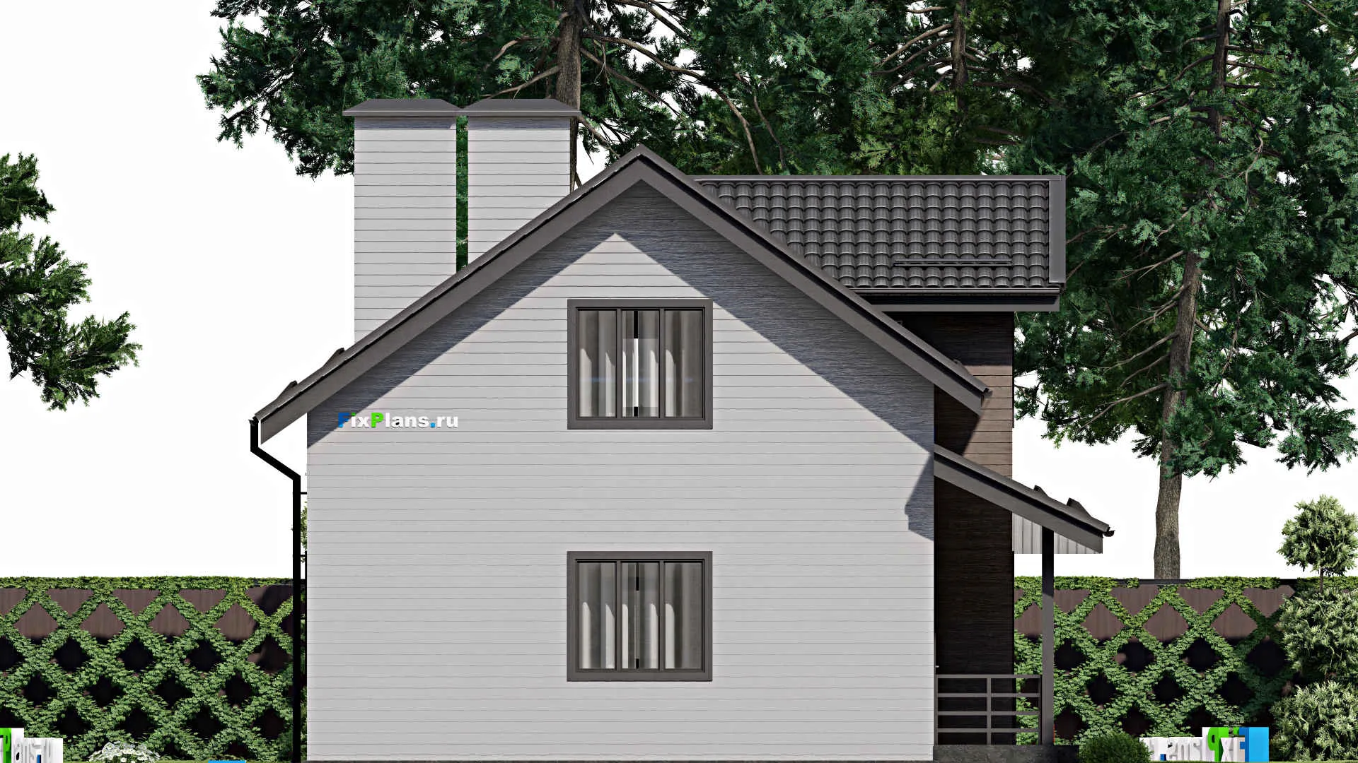 F-3815 - Планы дома с мансардой 9 на 11, площадью 170 м² с террасой и 4 спальнями