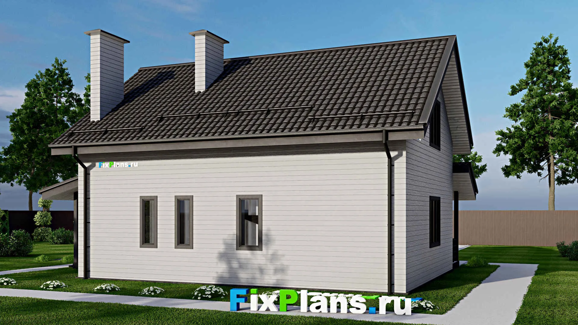 F-3815 - Планы дома с мансардой 9 на 11, площадью 170 м² с террасой и 4 спальнями