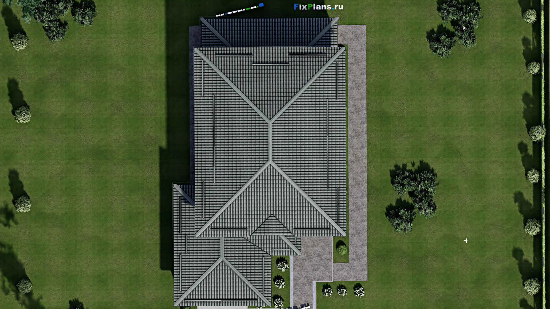 F-2258 - Проект двухэтажного дома 13 на 20, площадью 240 м² с террасой, гаражом на 2 машины и 3 спальнями