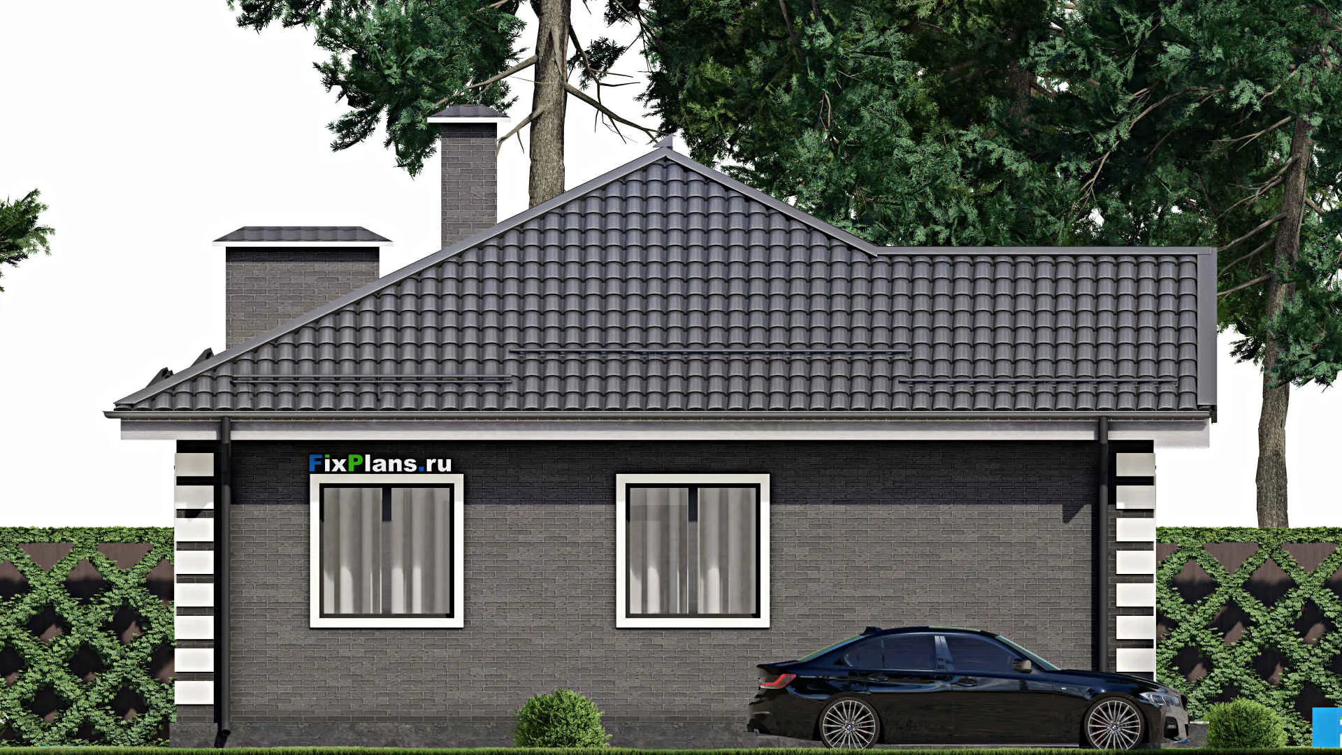 F-4895 - План одноэтажного дома 11 на 12, площадью 90 м² с 2 спальнями