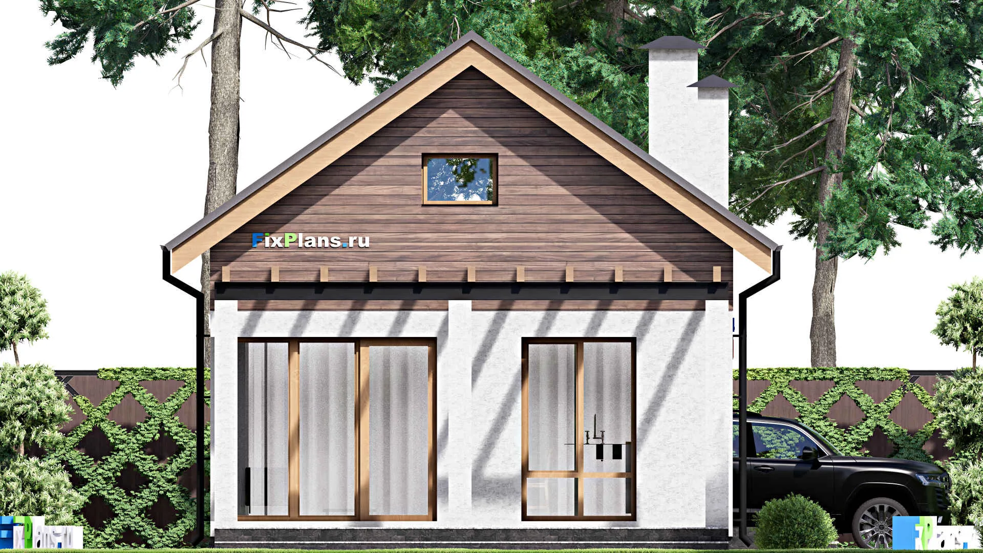 F-16010 - Проект одноэтажного дома 8 на 13, площадью 70 м² с террасой и 3 спальнями