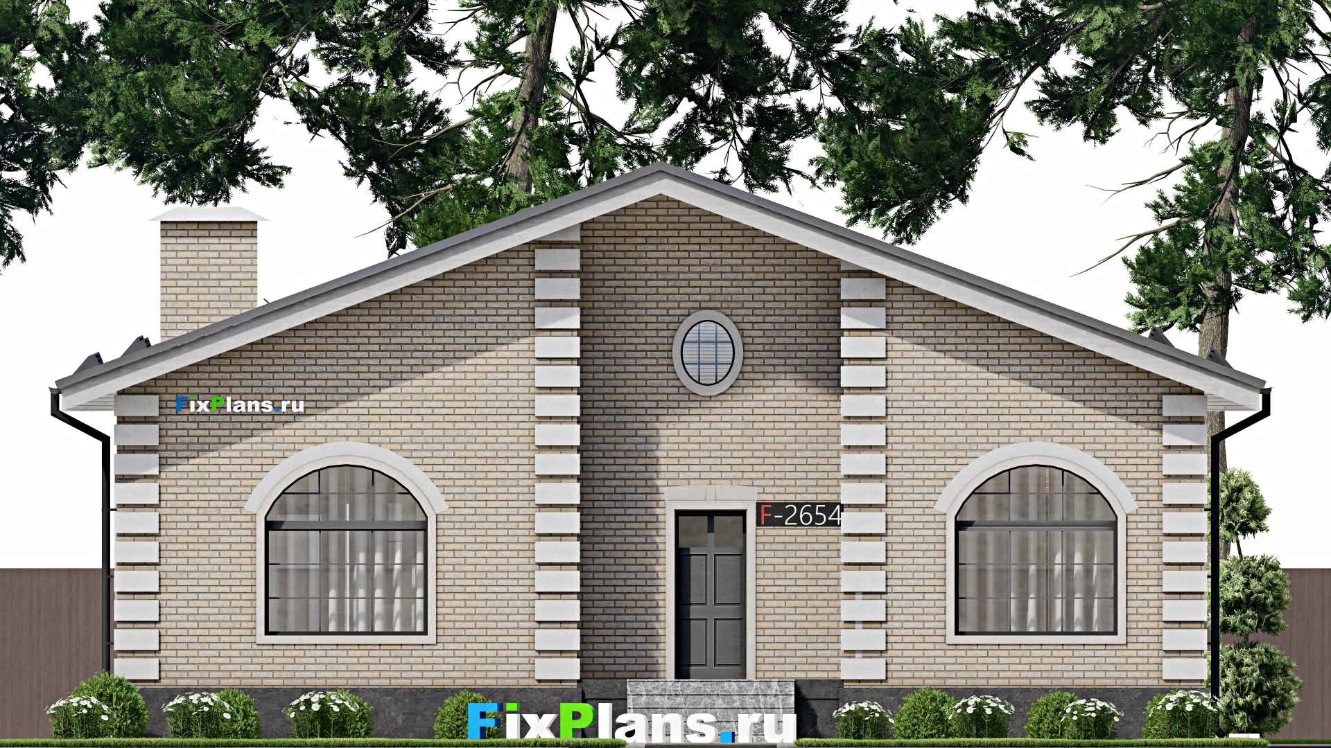 F-2654 - План одноэтажного дома 13 на 14, площадью 140 м² с террасой и 3 спальнями