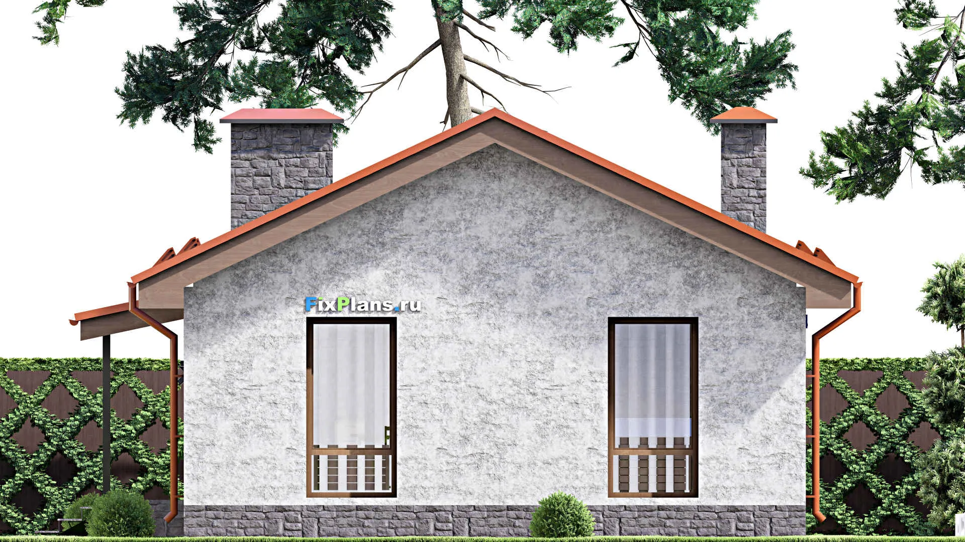 F-14768 - План одноэтажного дома 10 на 11, площадью 70 м² с 2 спальнями