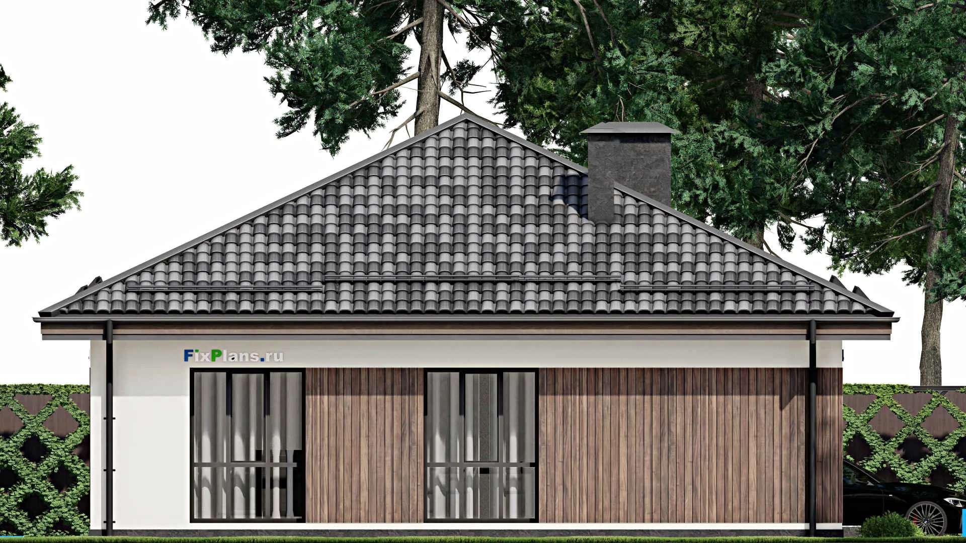 F-6596 - Проект одноэтажного дома 12 на 13, площадью 120 м² с 3 спальнями