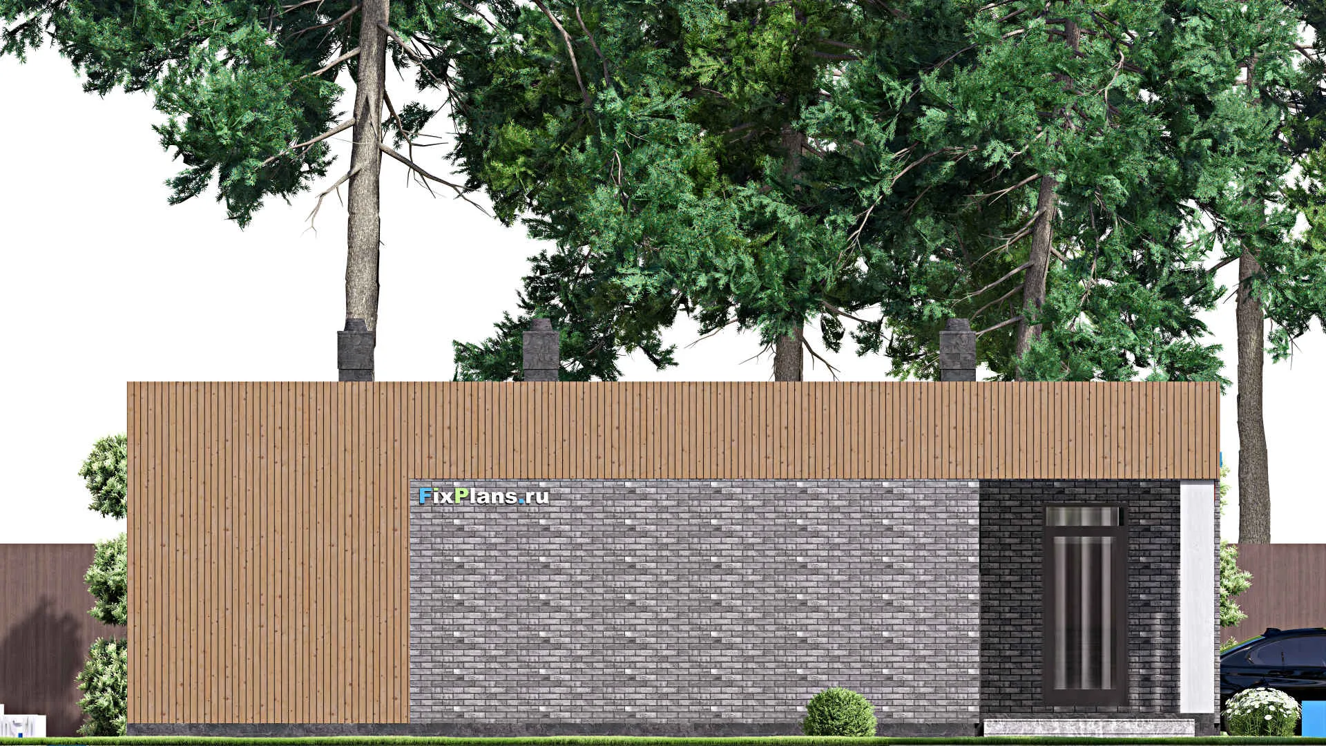 F-15083 - Проект бани 8 на 13, площадью 80 м² с комнатой отдыха, терассой и санузлом