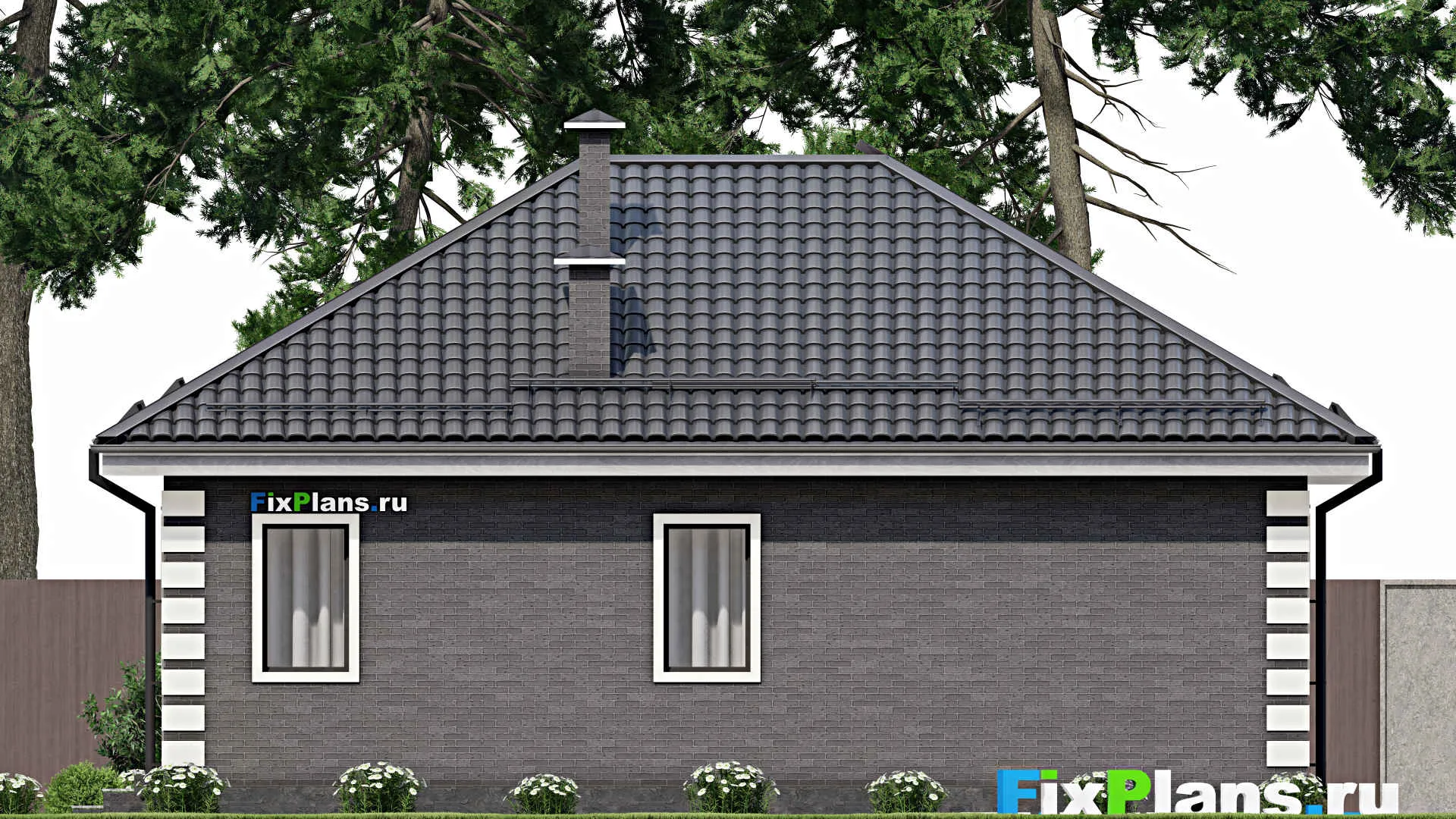 F-4895 - План одноэтажного дома 11 на 12, площадью 90 м² с 2 спальнями