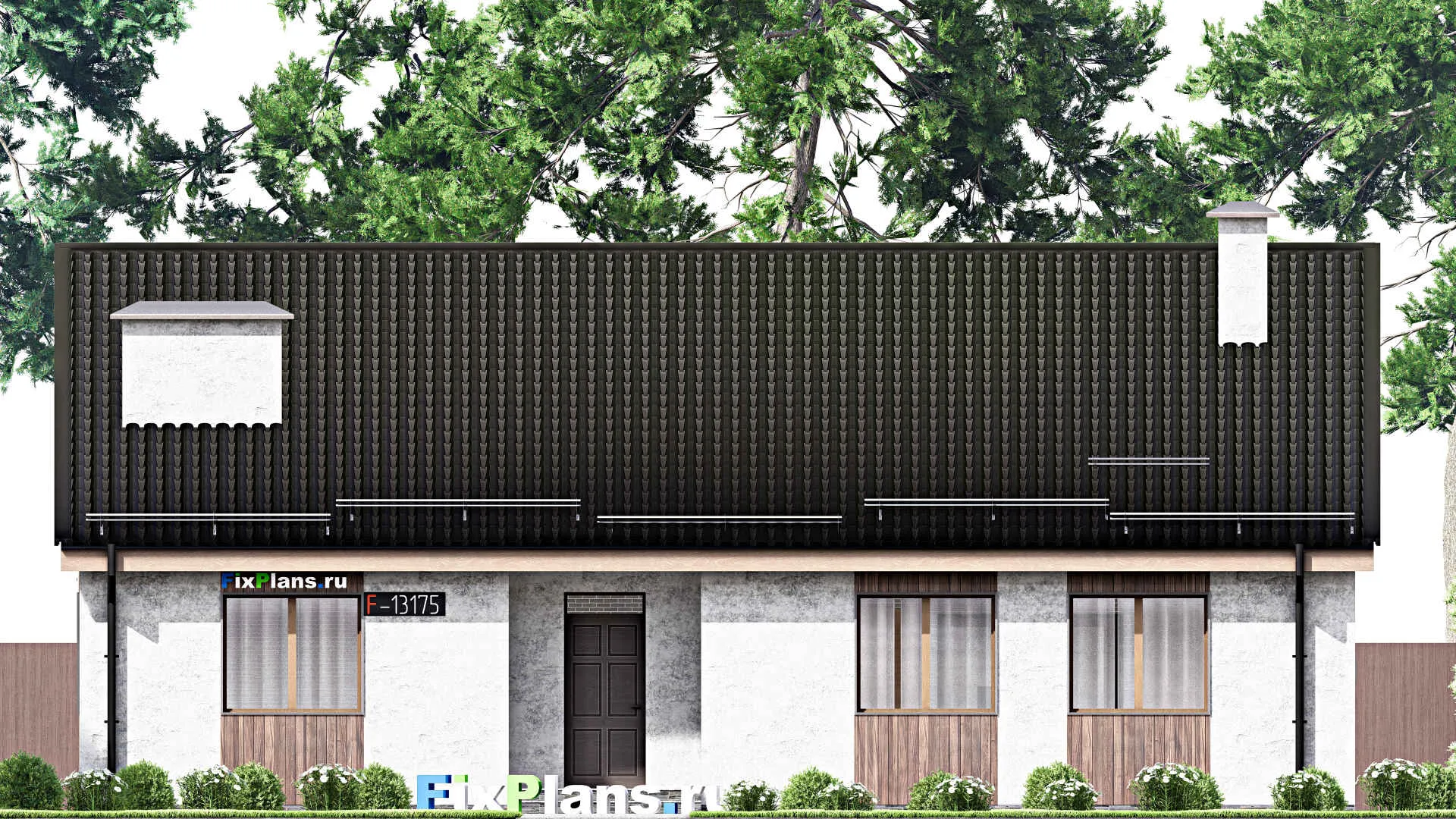 F-13175 - Проект одноэтажного дома 15 на 16, площадью 190 м² с террасой и 3 спальнями