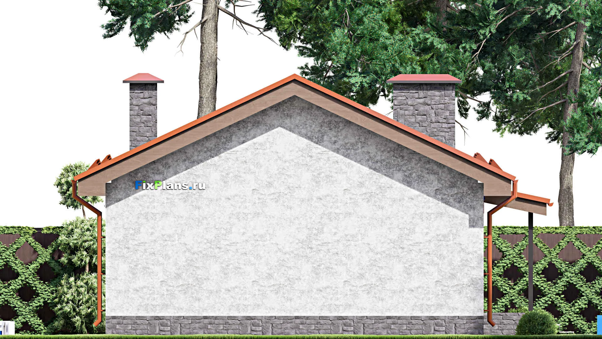 F-14768 - План одноэтажного дома 10 на 11, площадью 70 м² с 2 спальнями