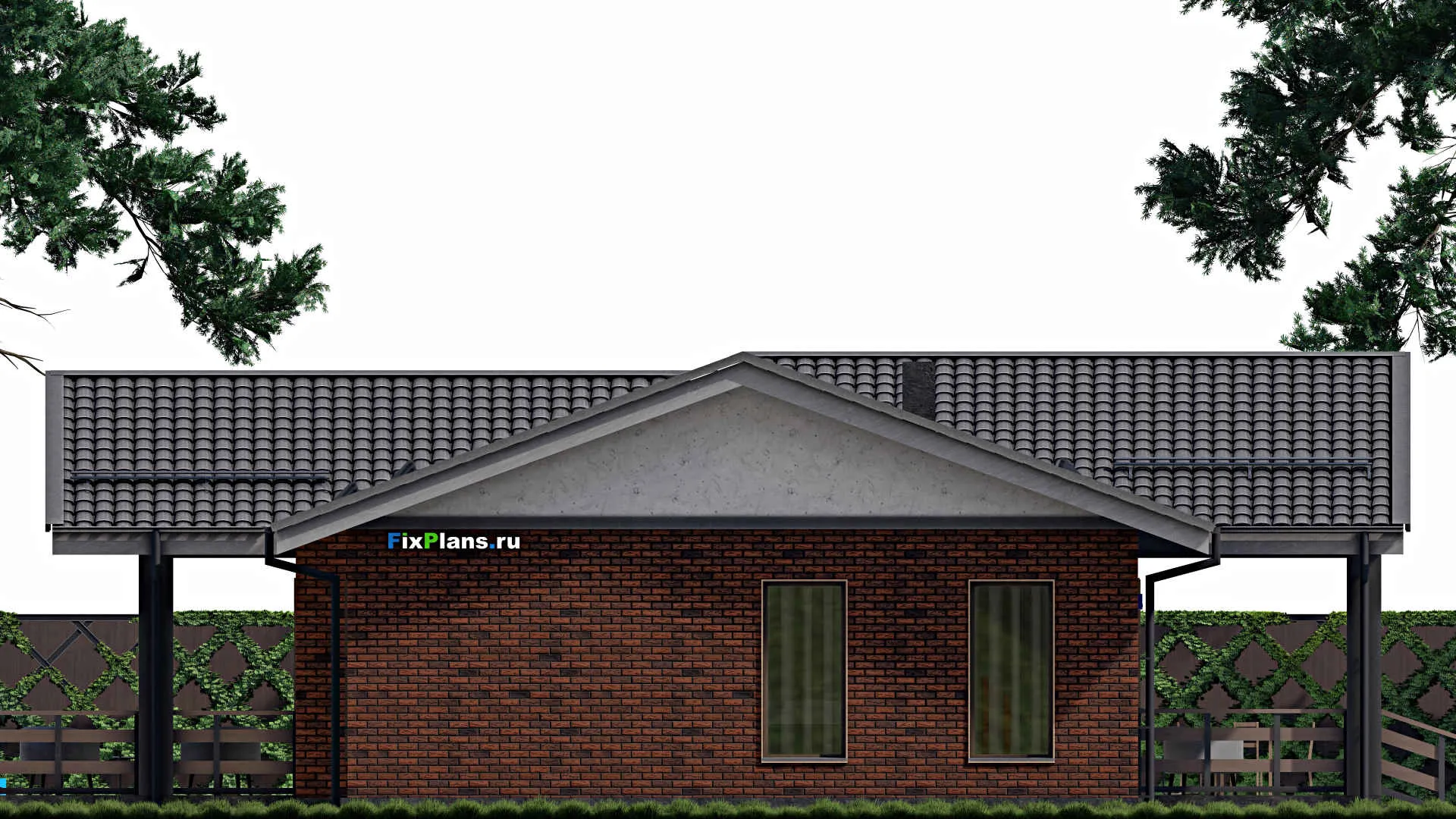 F-0512 - Проект одноэтажного дома 13 на 20, площадью 200 м² с террасой и 1 спальнями