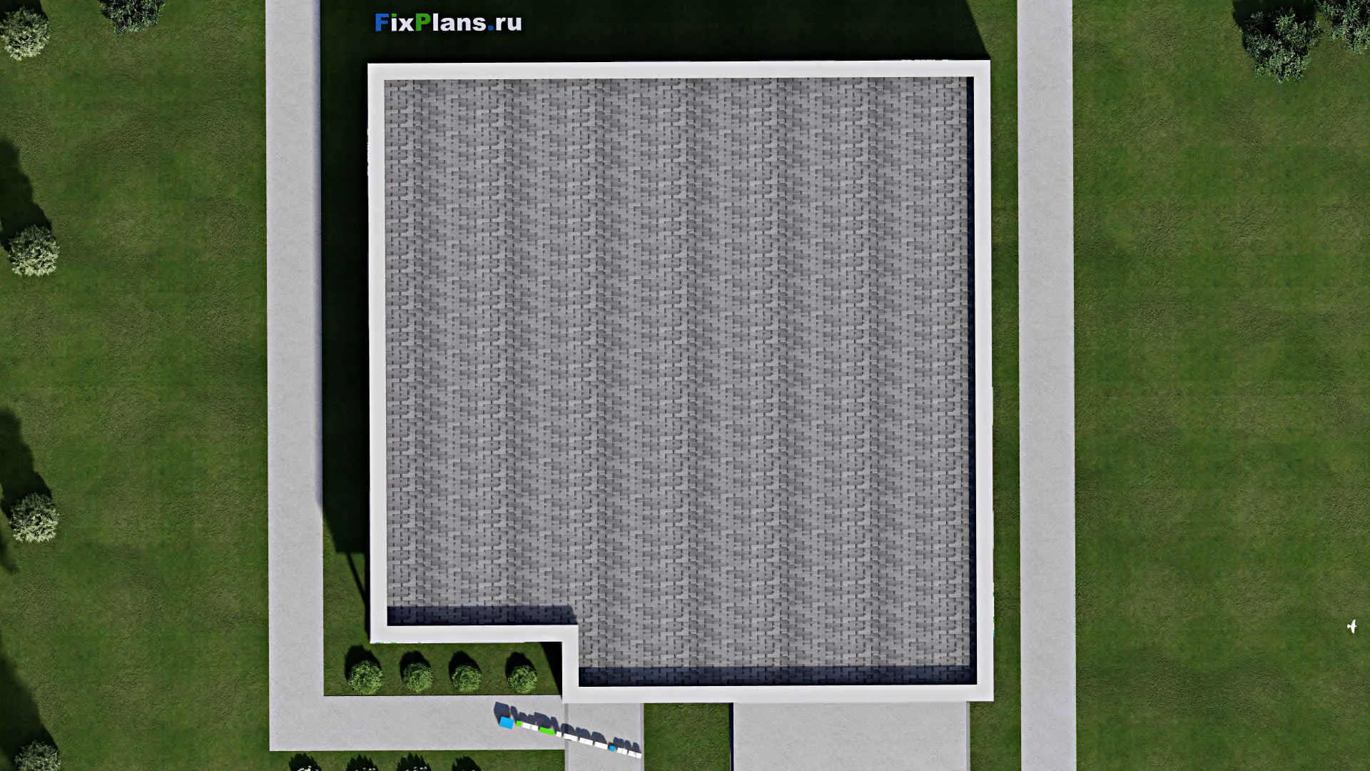 F-8936 - План одноэтажного дома 18 на 18, площадью 240 м² с гаражом на 2 машины и 3 спальнями