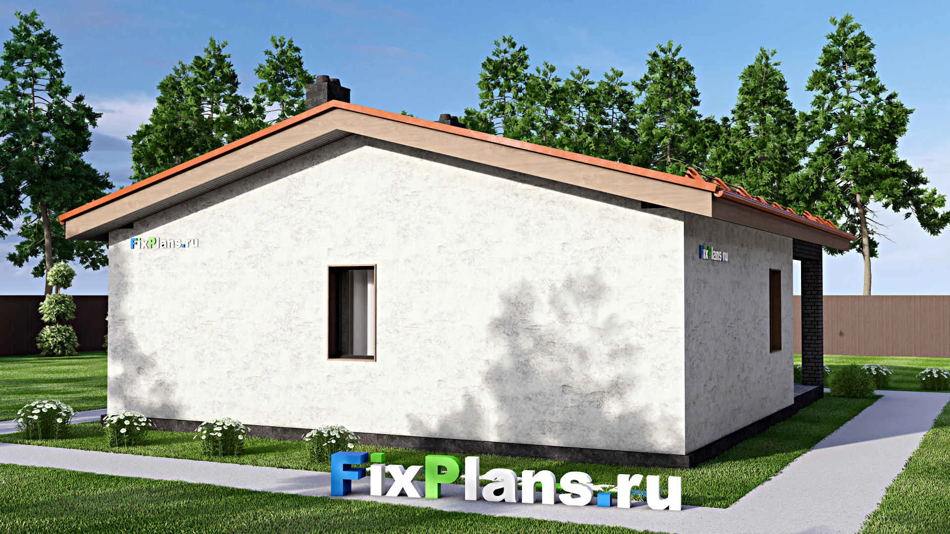 F-15155 - Проект бани 11 на 12, площадью 100 м² с комнатой отдыха, терассой и санузлом