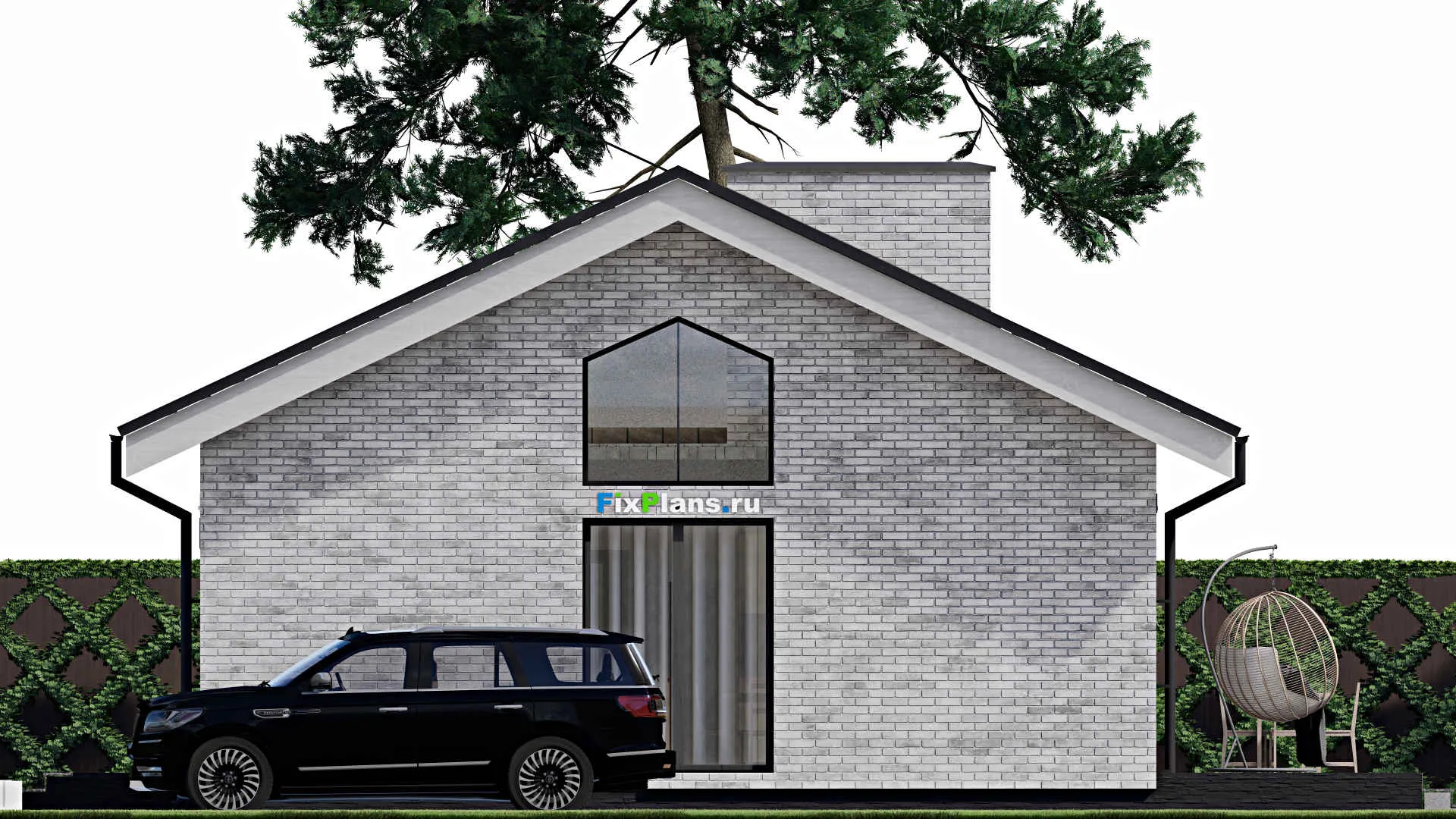 F-1214 - Проект одноэтажного дома 9 на 13, площадью 110 м² с террасой и 3 спальнями