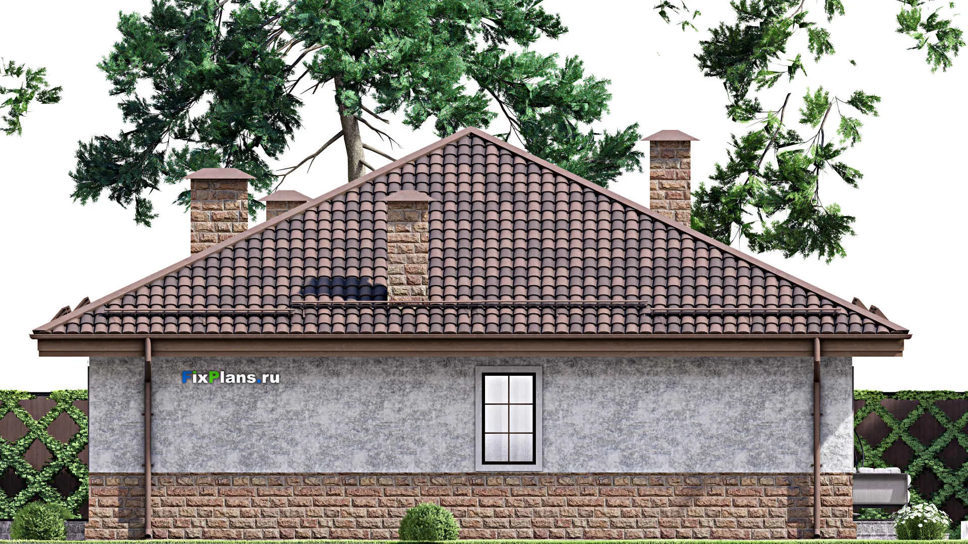 F-14300 - Проект одноэтажного дома 15 на 16, площадью 170 м² с террасой и 3 спальнями