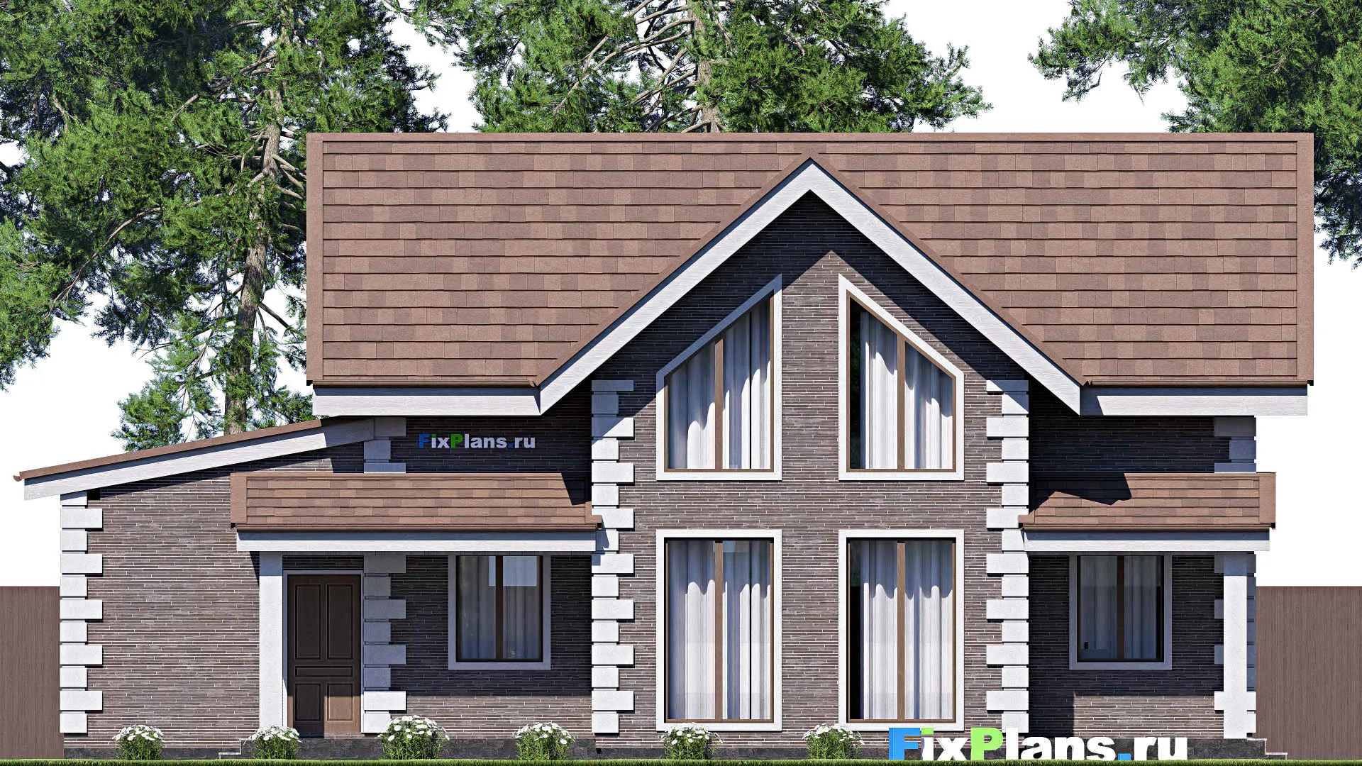 F-18845 - Проект одноэтажного дома 10 на 16, площадью 140 м² с террасой, гаражом на 1 машину и 2 спальнями