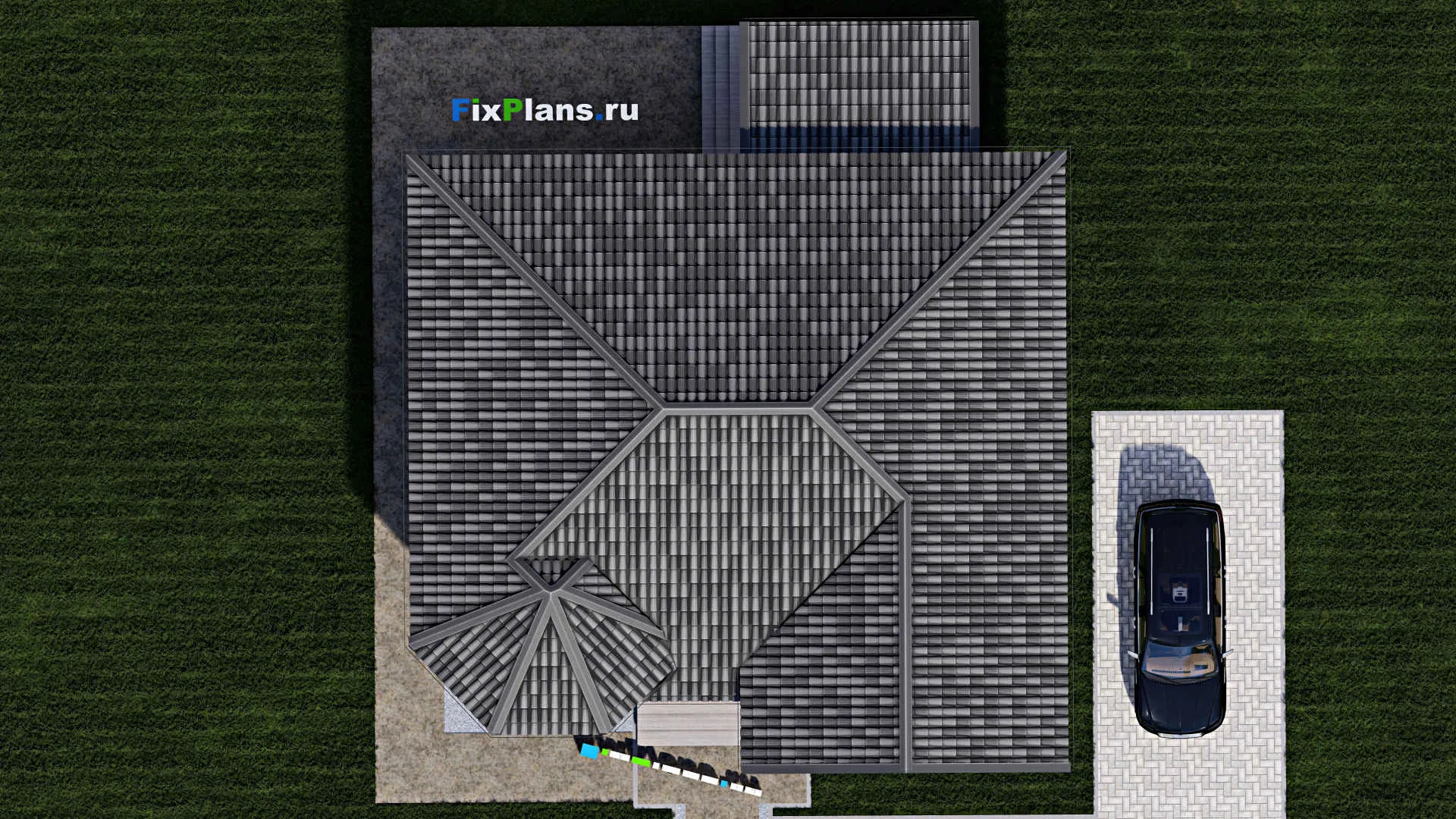F-0944 - План одноэтажного дома 12 на 13, площадью 120 м² с террасой и 3 спальнями