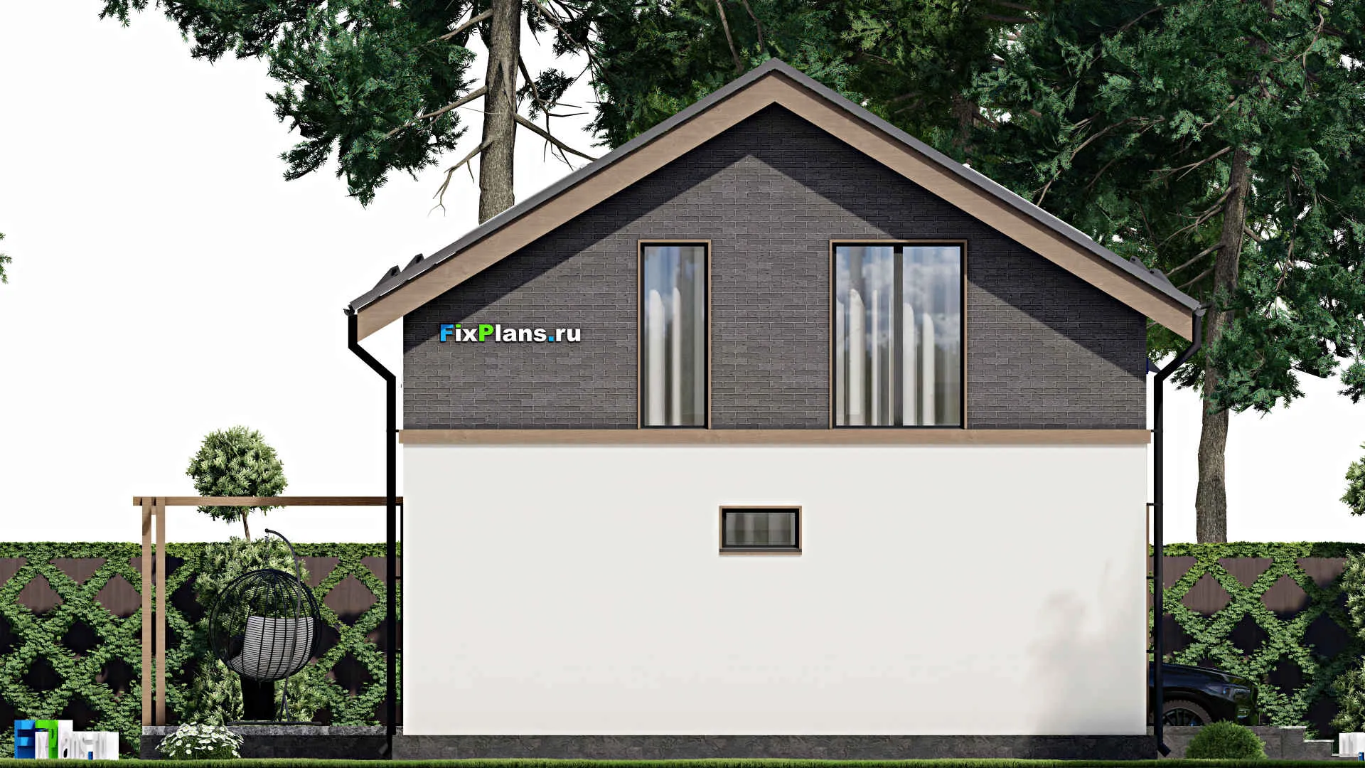 F-5939 - Проект дома с мансардой 9 на 10, площадью 140 м² с террасой и 4 спальнями