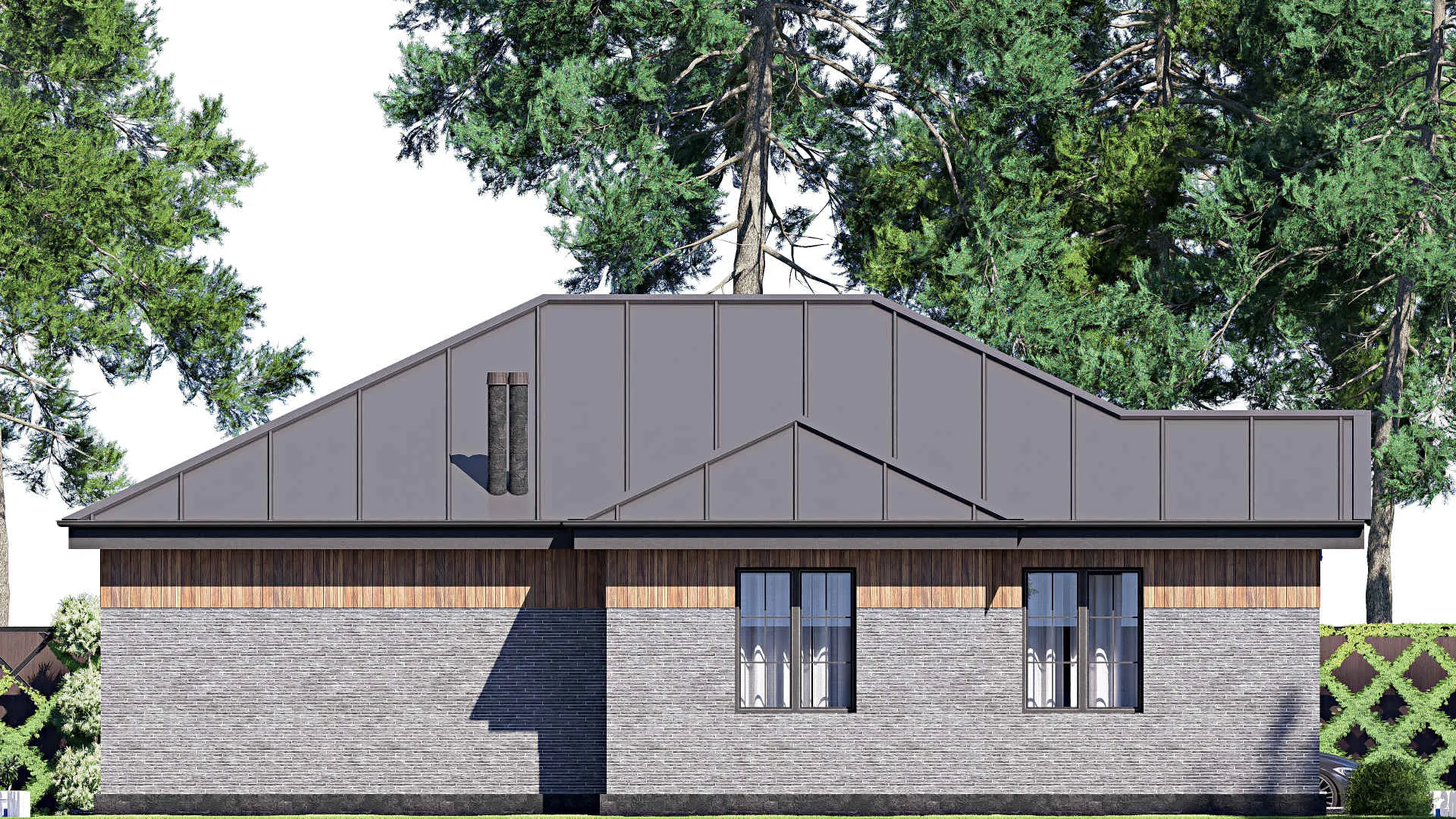F-19727 - План одноэтажного дома 13 на 16, площадью 140 м² с террасой и 3 спальнями